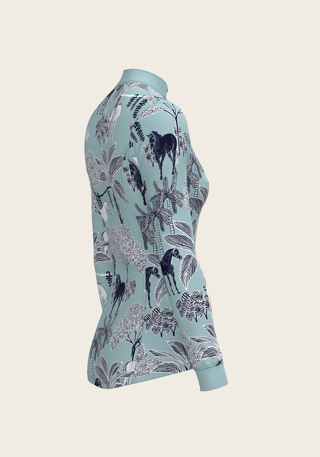  Island Horses on Sky Blue Quarter Zip Sun Shirt