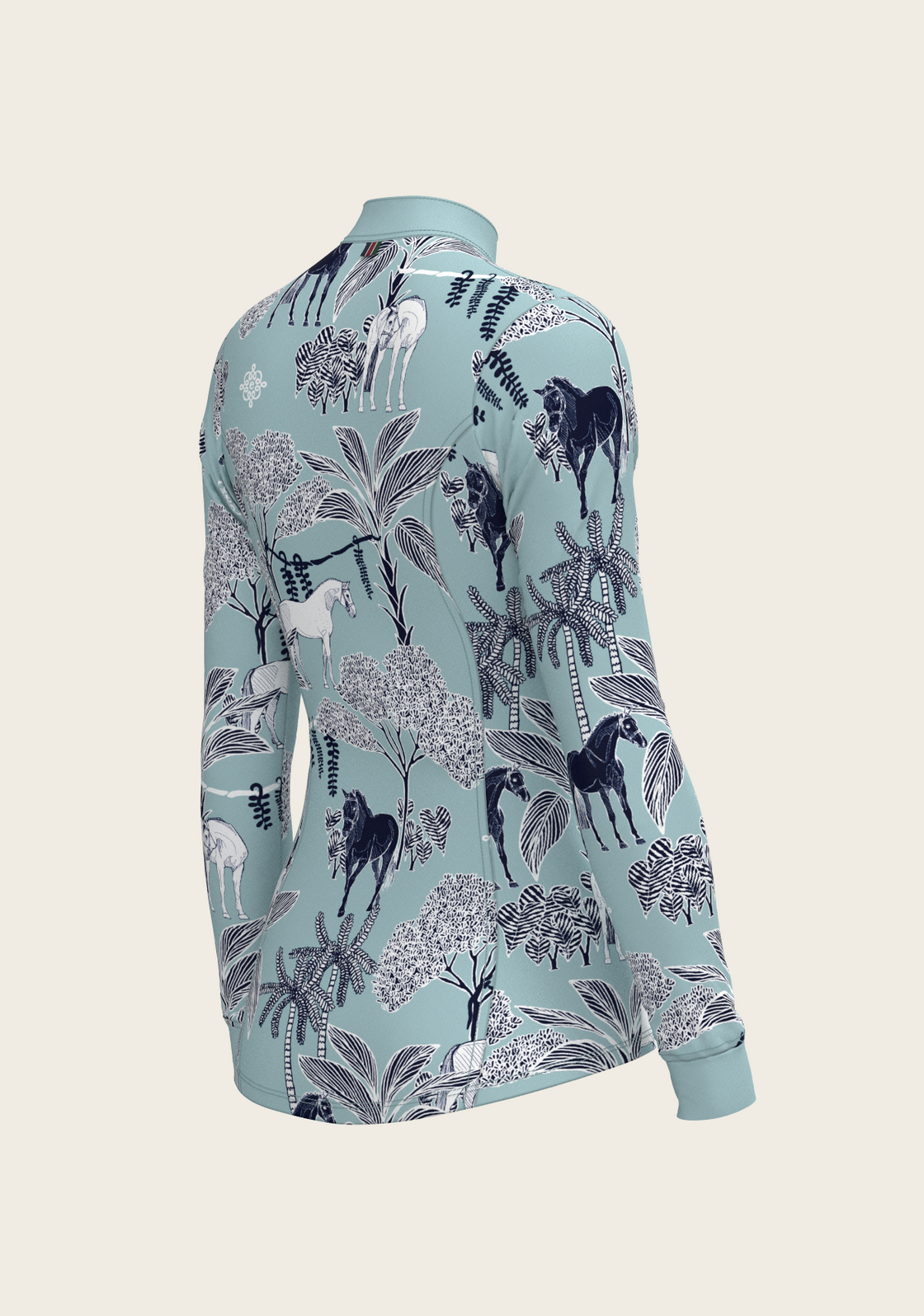PRE ORDER • Island Horses on Sky Blue Quarter Zip Sun Shirt