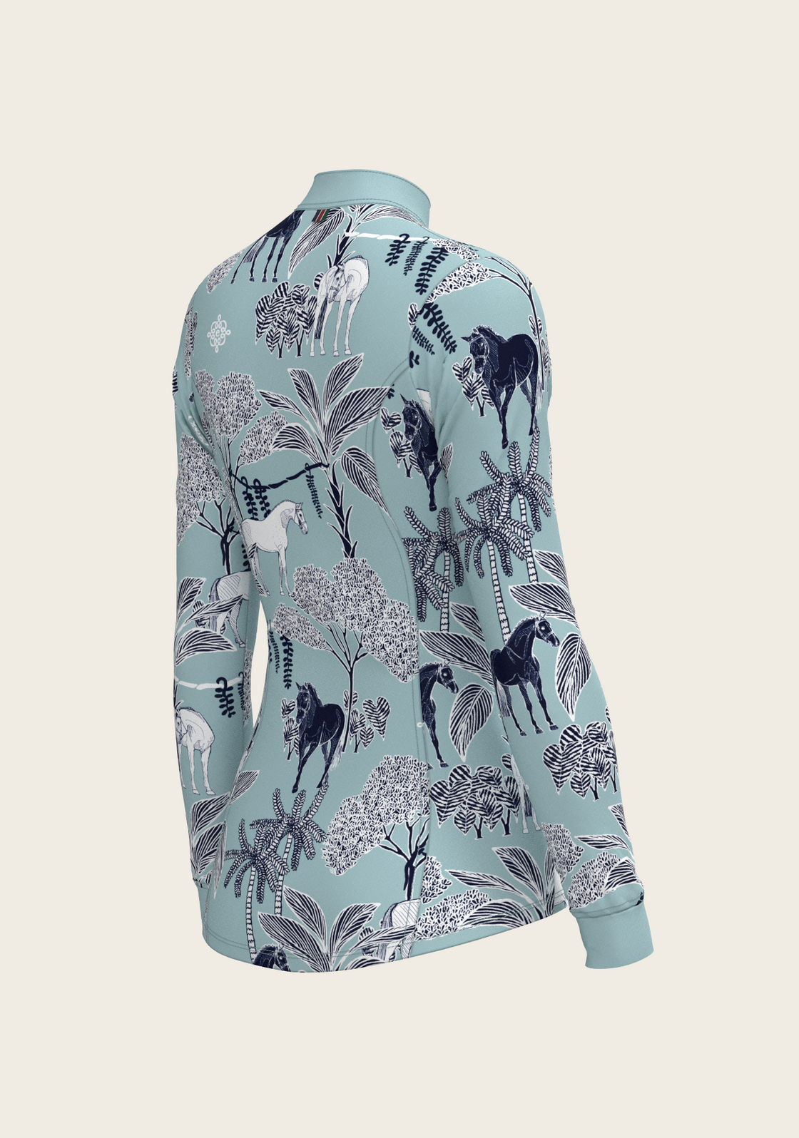  Island Horses on Sky Blue Quarter Zip Sun Shirt