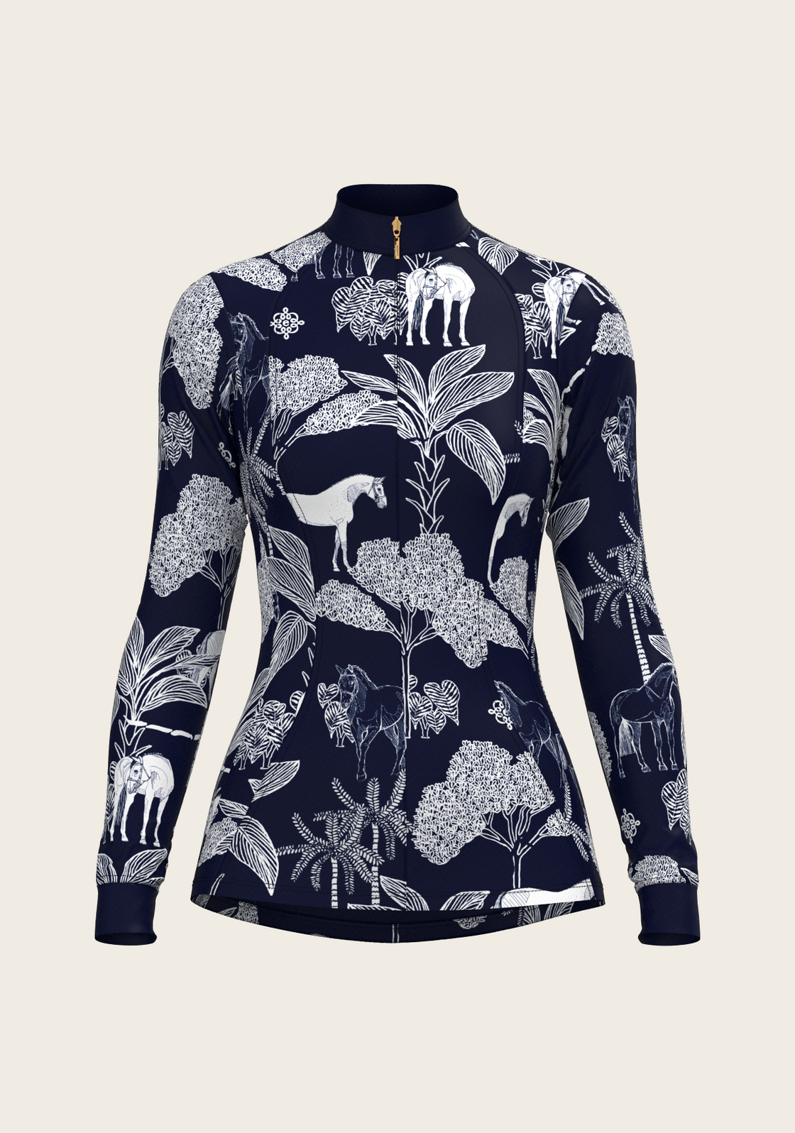  Island Horses on Navy Quarter Zip Sun Shirt