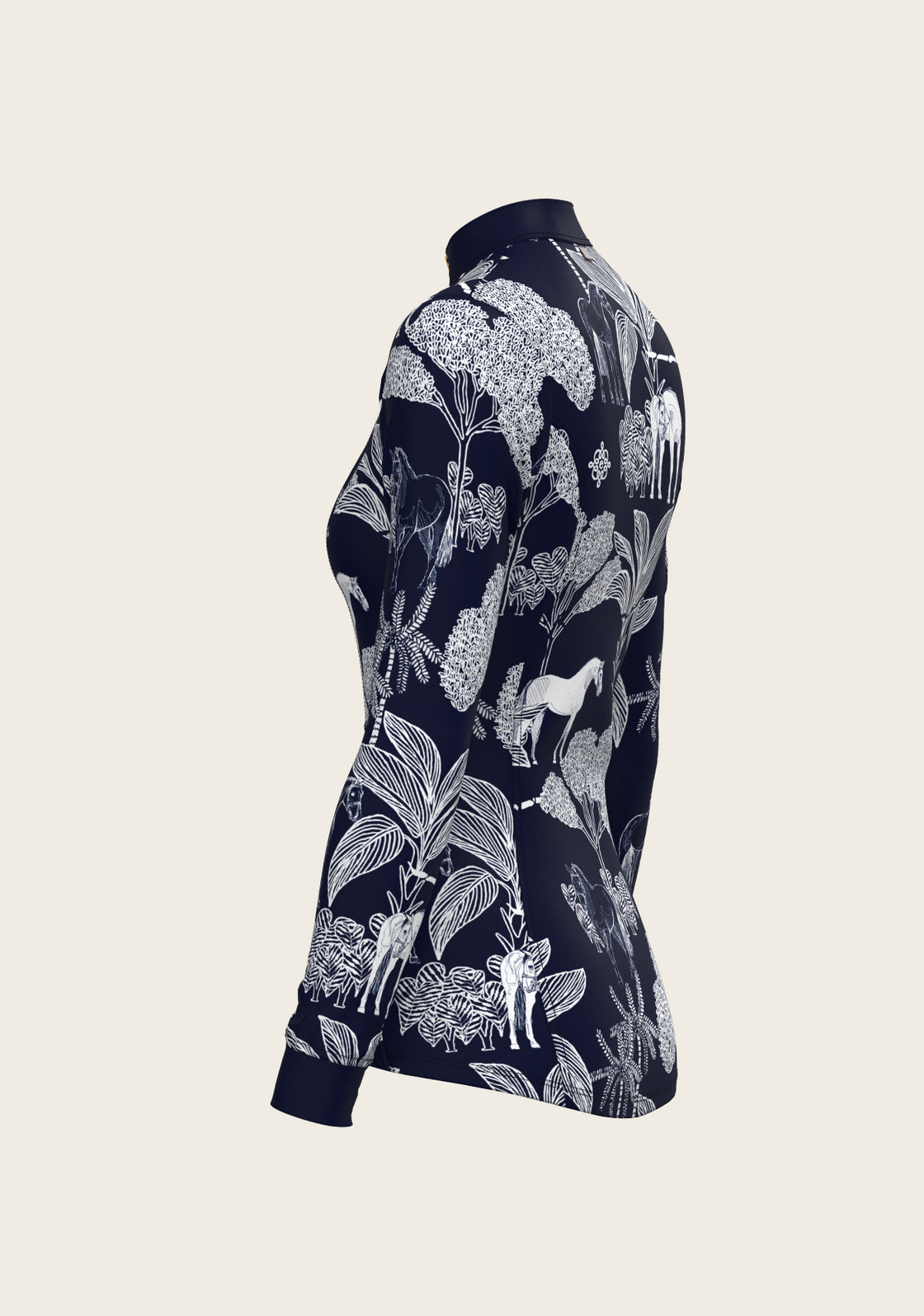  Island Horses on Navy Quarter Zip Sun Shirt