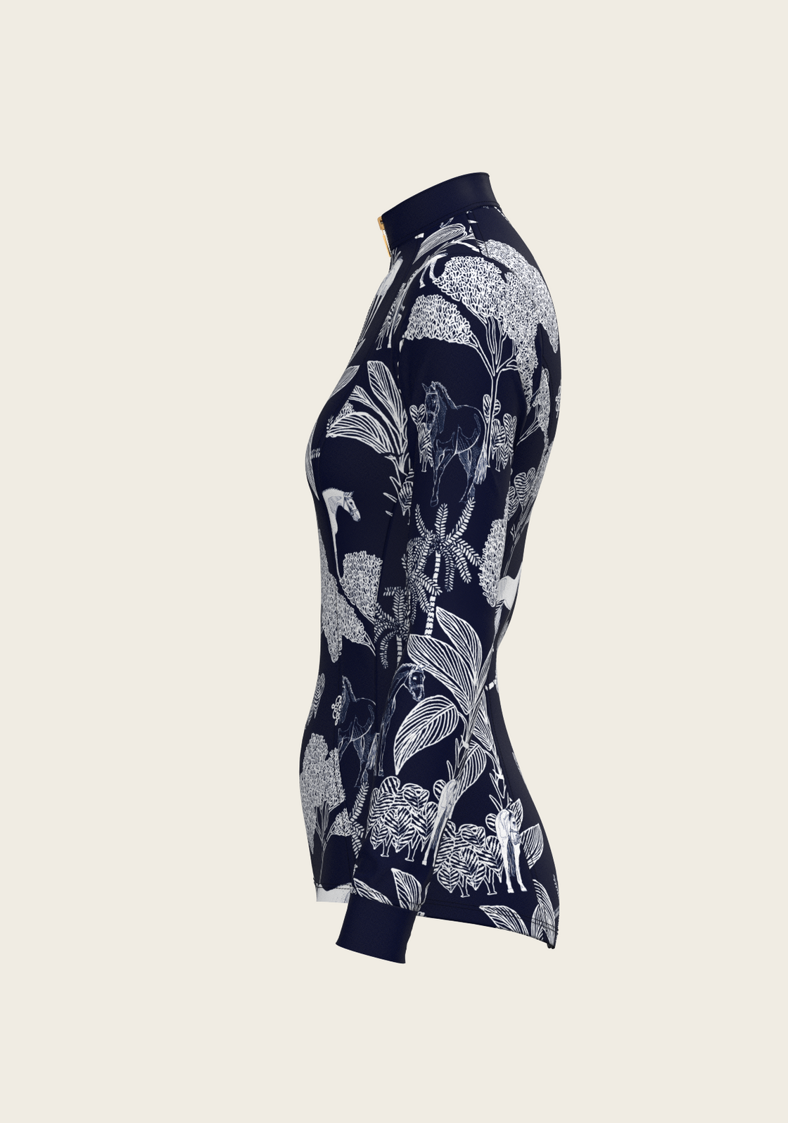  Island Horses on Navy Quarter Zip Sun Shirt