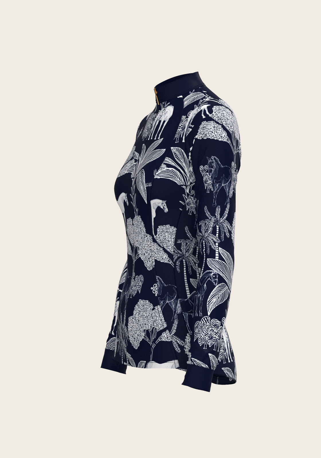  Island Horses on Navy Quarter Zip Sun Shirt