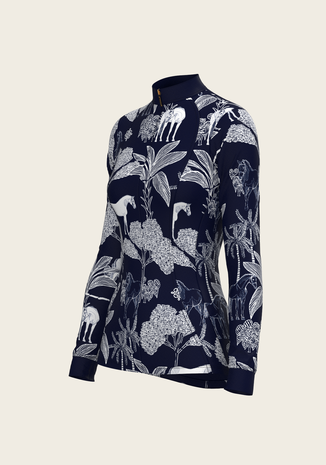  Island Horses on Navy Quarter Zip Sun Shirt