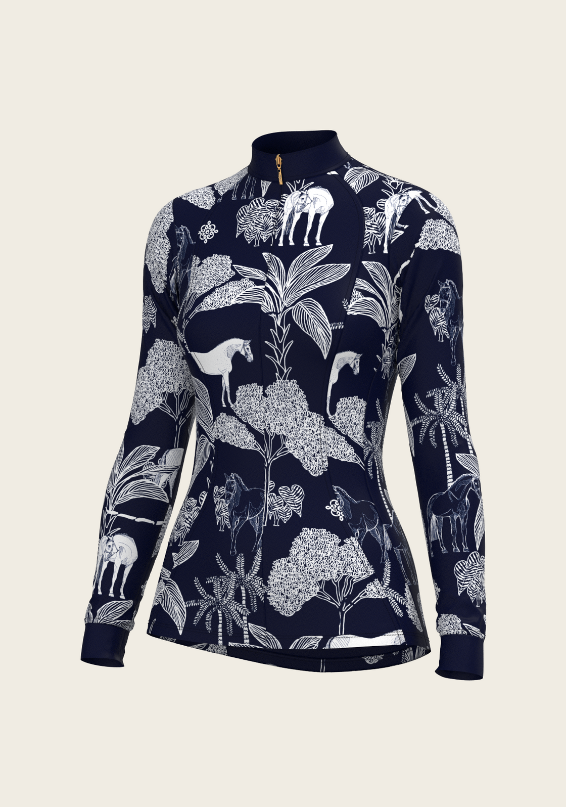  Island Horses on Navy Quarter Zip Sun Shirt