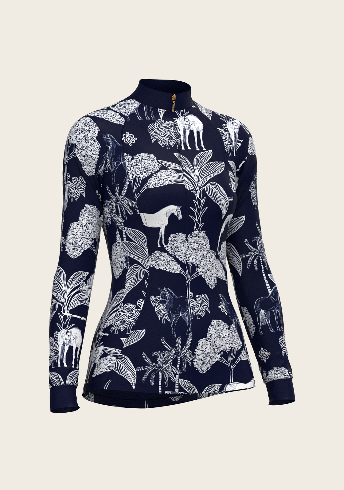  Island Horses on Navy Quarter Zip Sun Shirt