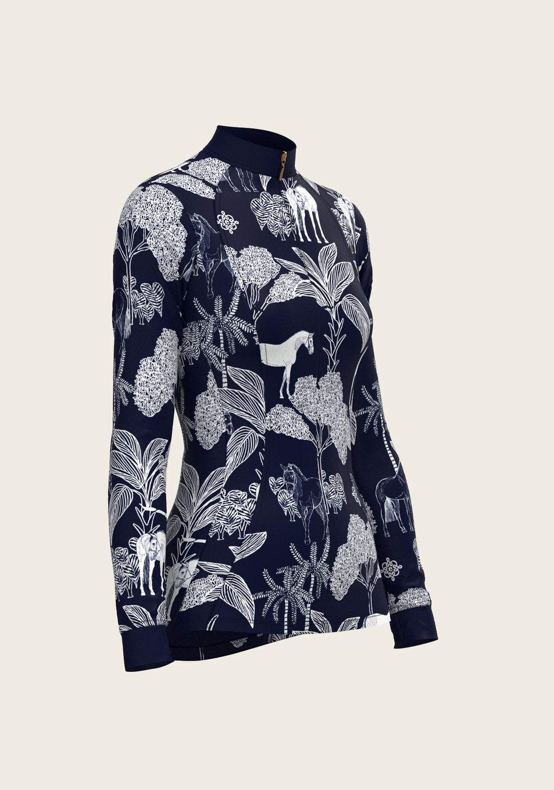  Island Horses on Navy Quarter Zip Sun Shirt