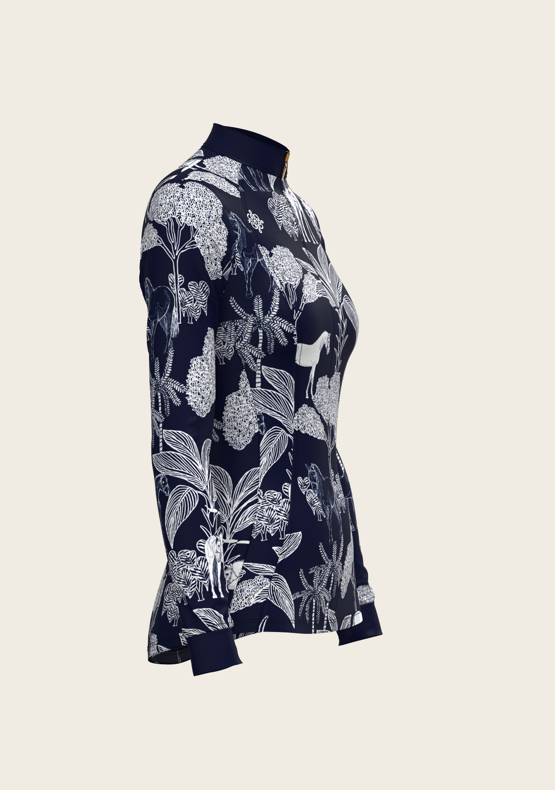  Island Horses on Navy Quarter Zip Sun Shirt