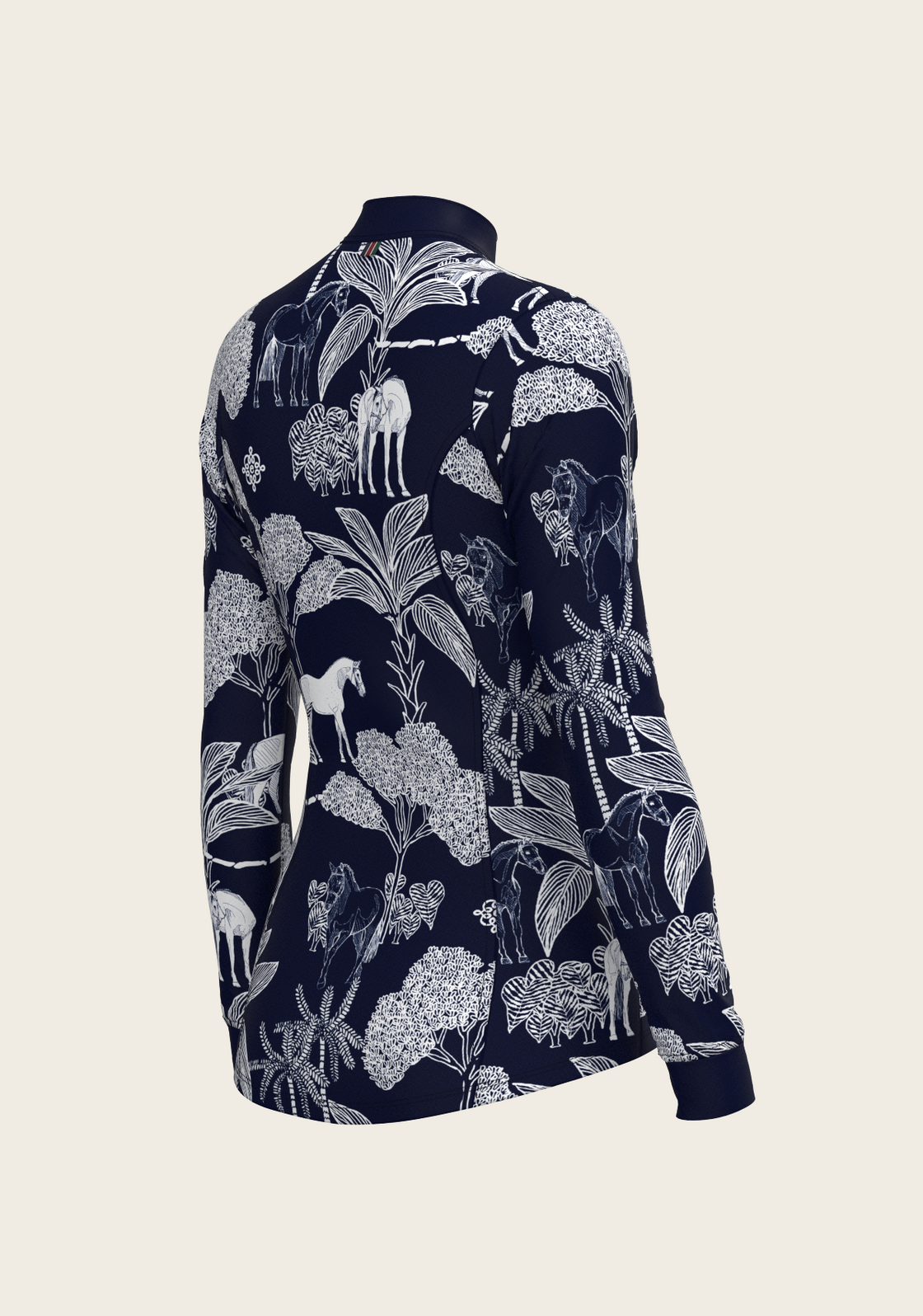  Island Horses on Navy Quarter Zip Sun Shirt