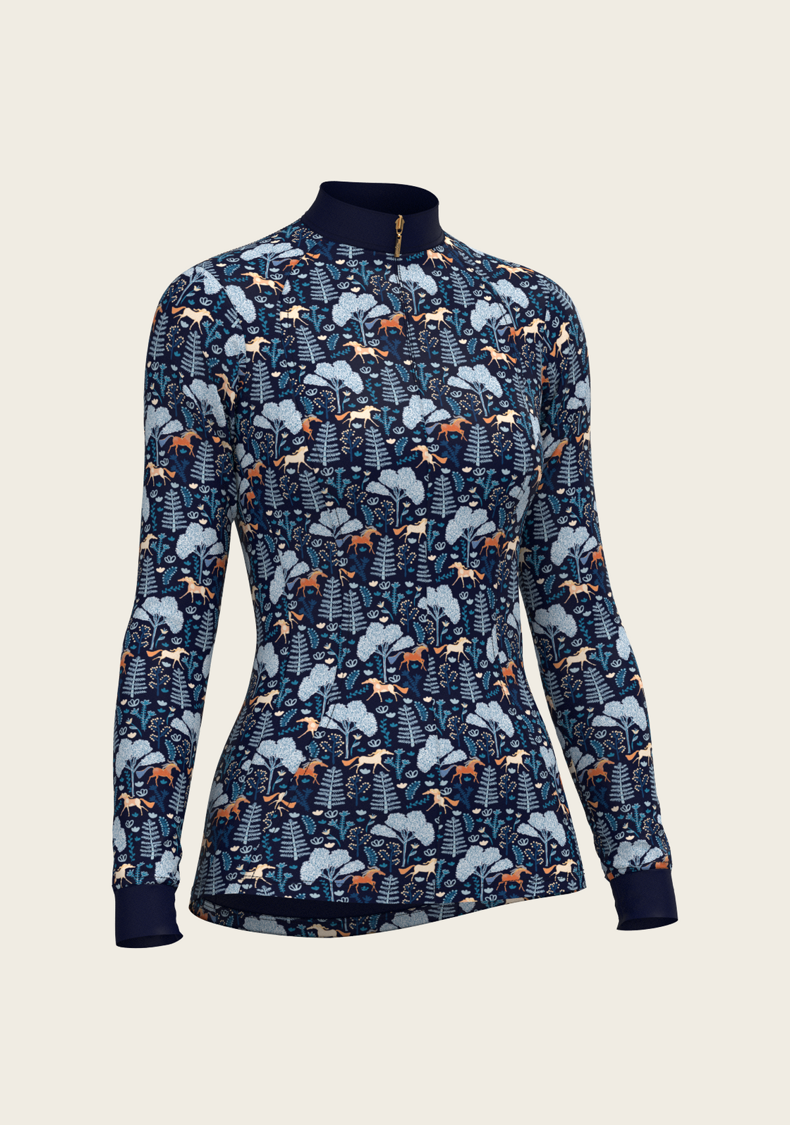  Forest on Navy Quarter Zip Sun Shirt