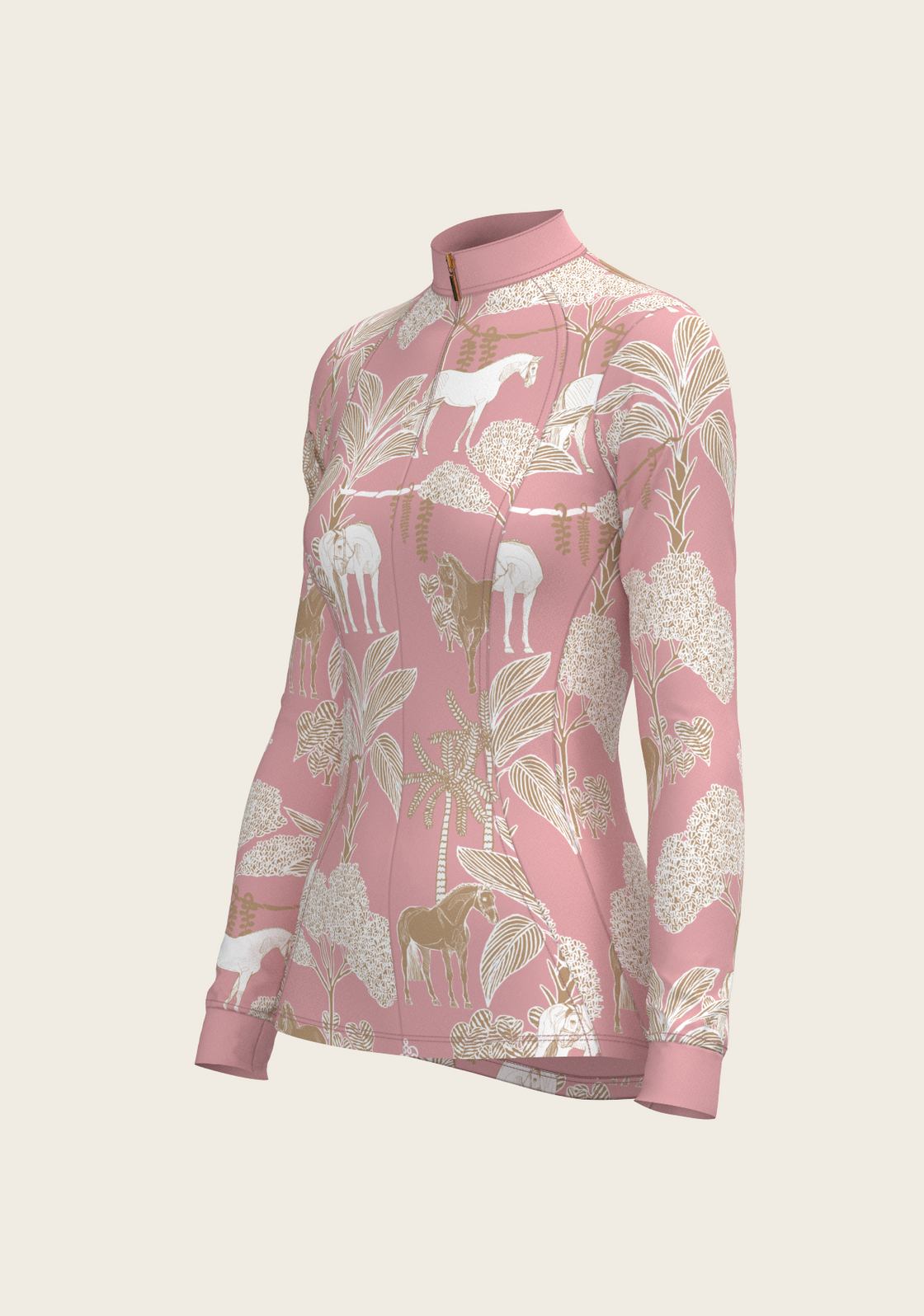  Island Horses on Rose Quarter Zip Sun Shirt