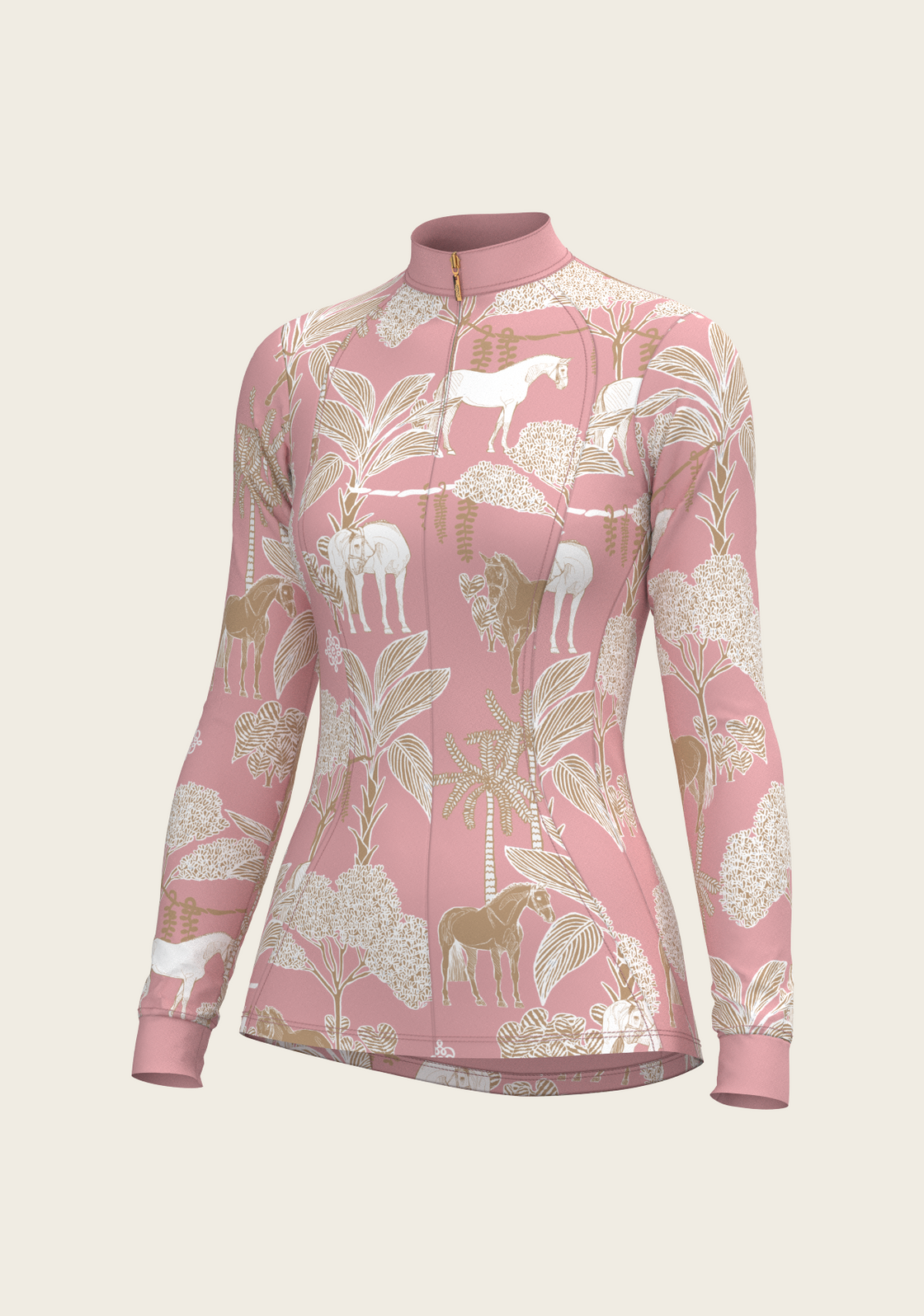  Island Horses on Rose Quarter Zip Sun Shirt