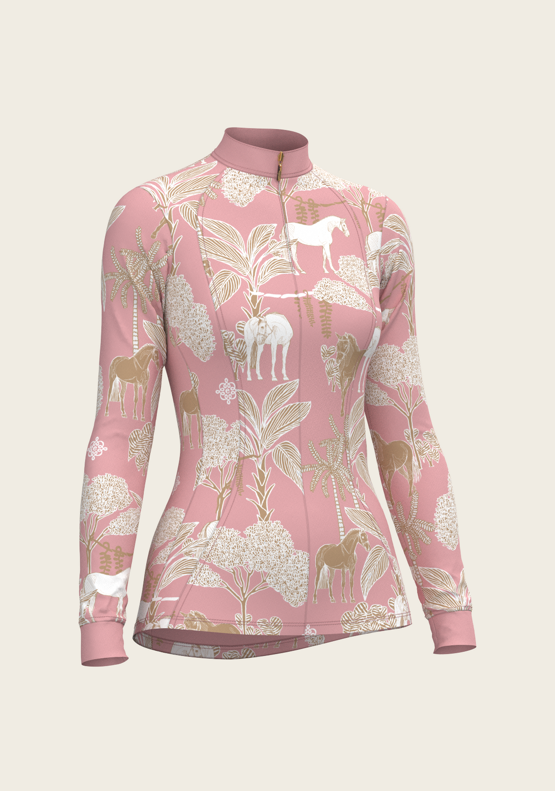  Island Horses on Rose Quarter Zip Sun Shirt