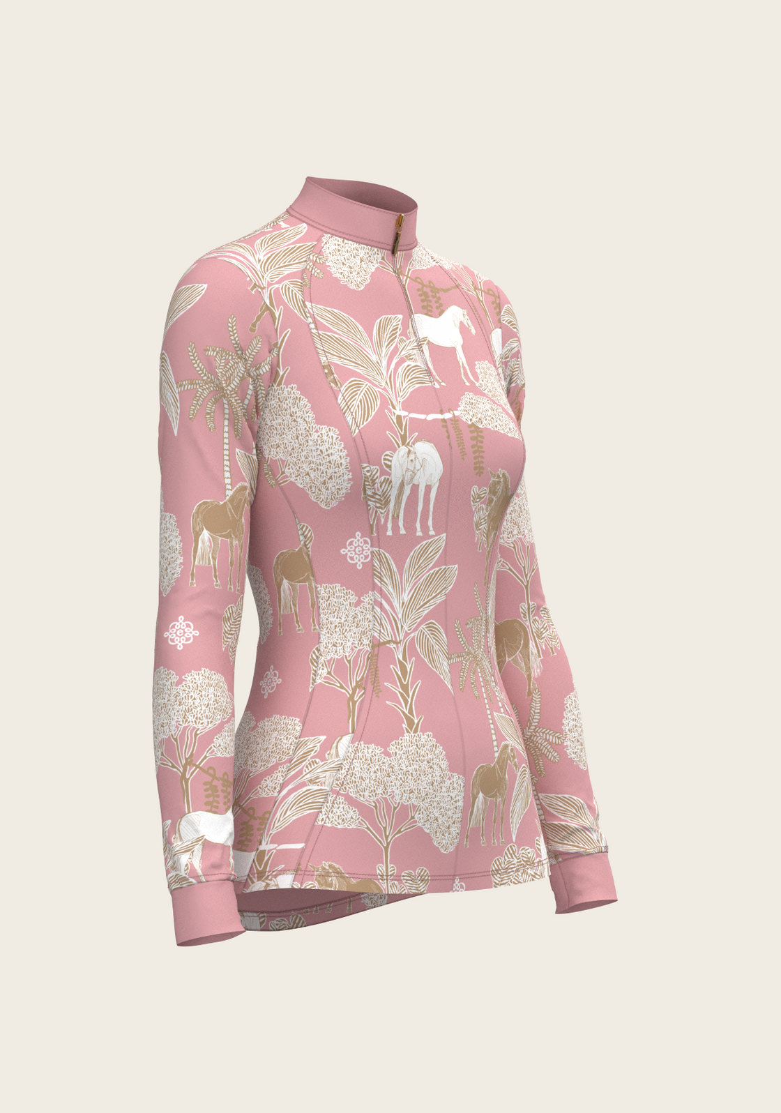  Island Horses on Rose Quarter Zip Sun Shirt