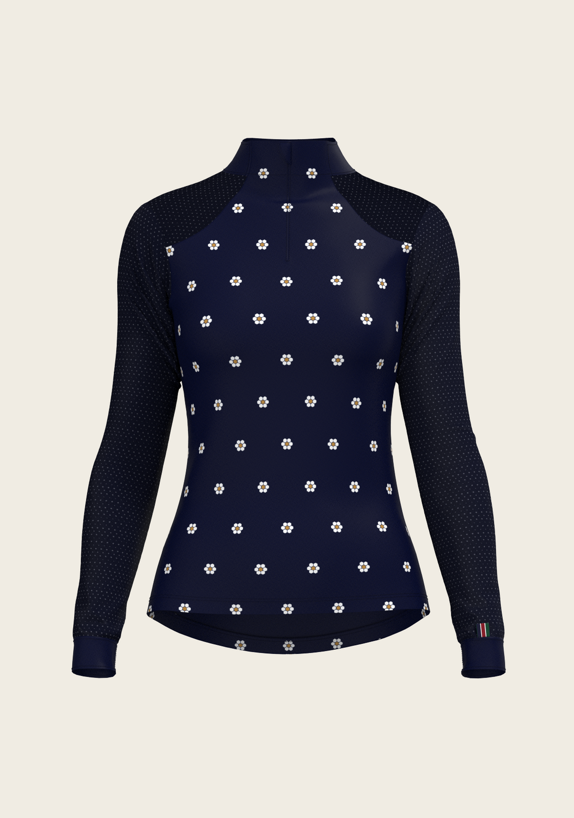 Mosaic Daises in Navy Long Sleeve Sport Sun Shirt