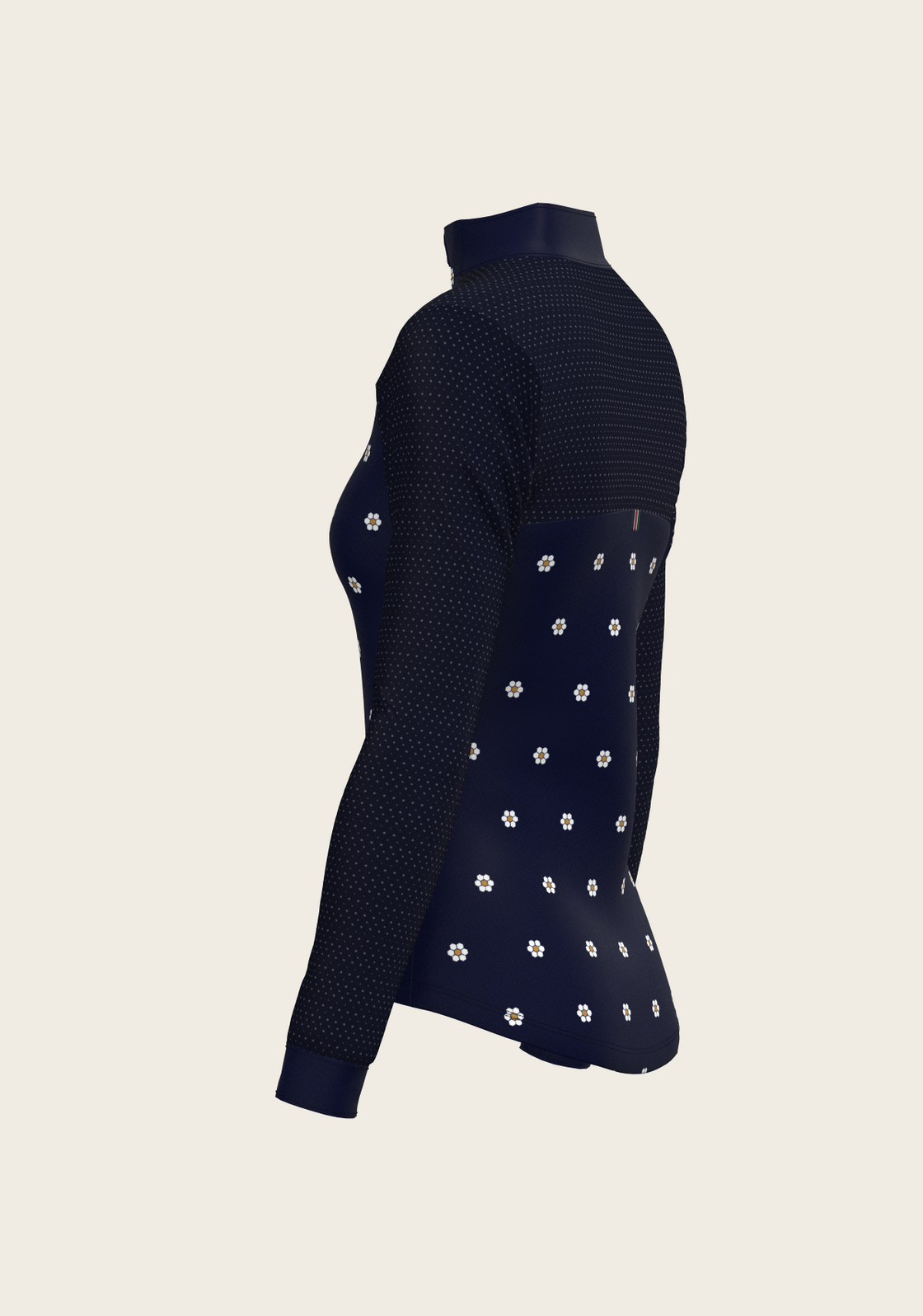 Mosaic Daises in Navy Long Sleeve Sport Sun Shirt