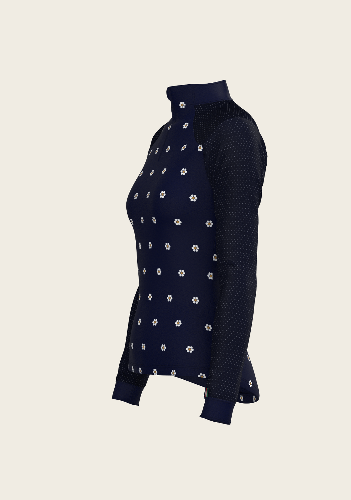 Mosaic Daises in Navy Long Sleeve Sport Sun Shirt