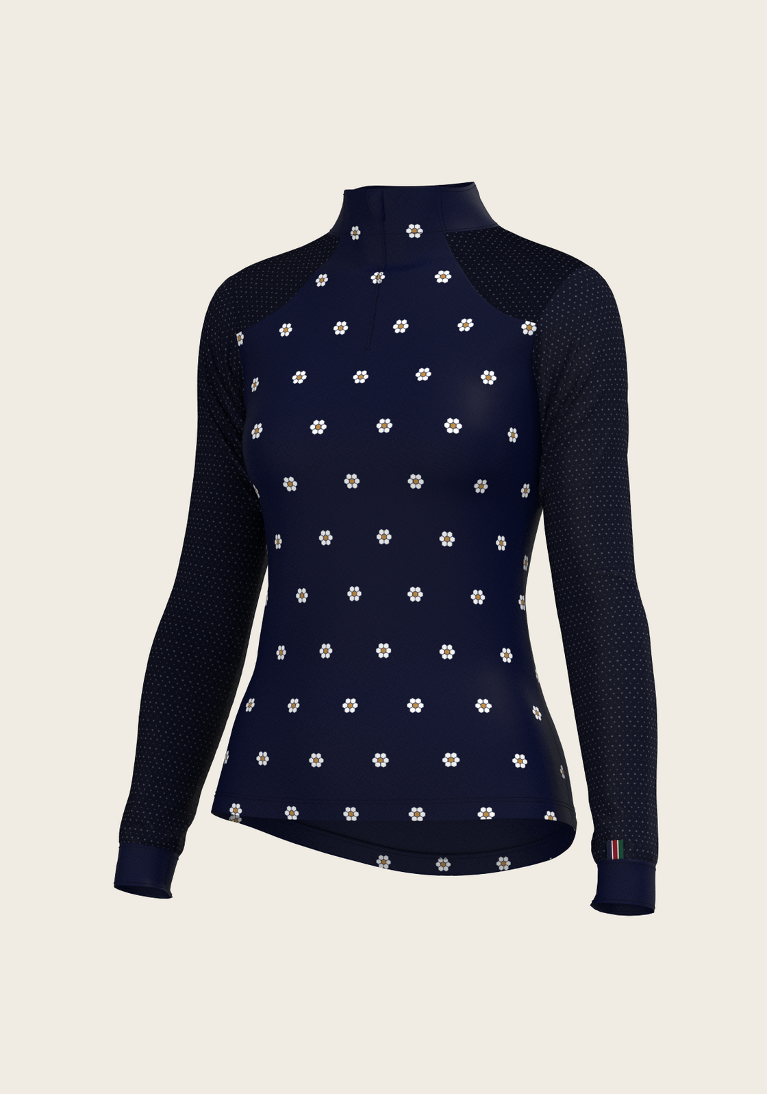 Mosaic Daises in Navy Long Sleeve Sport Sun Shirt