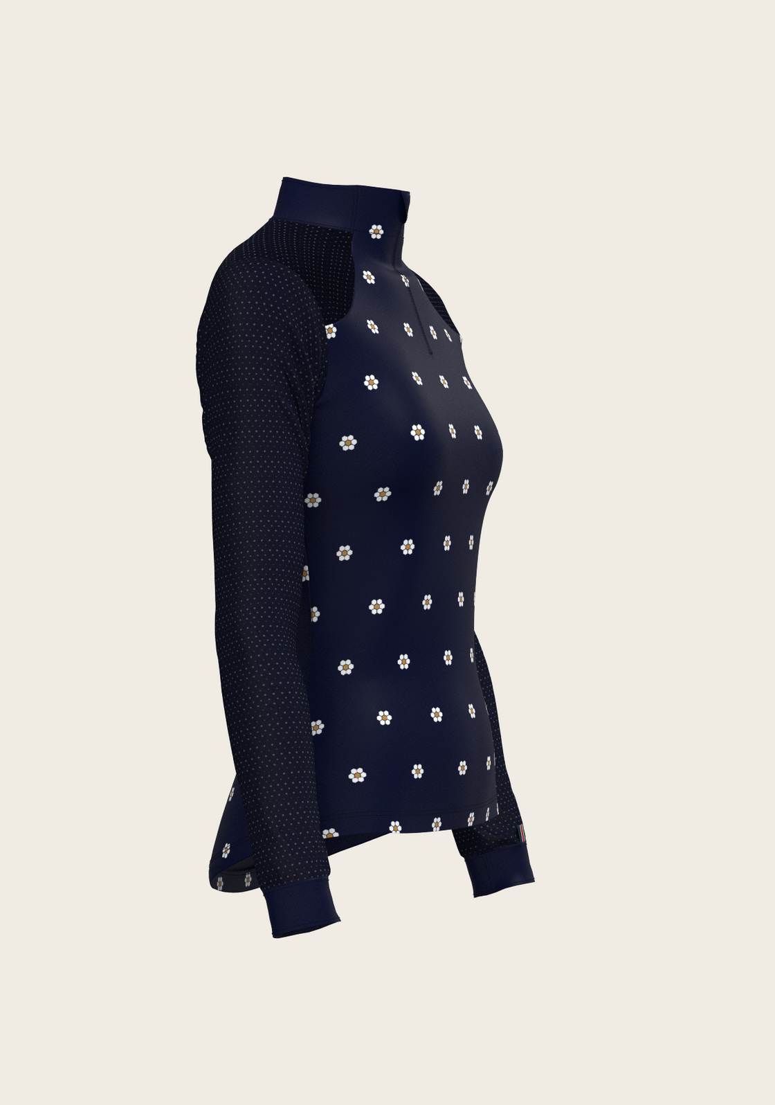 Mosaic Daises in Navy Long Sleeve Sport Sun Shirt