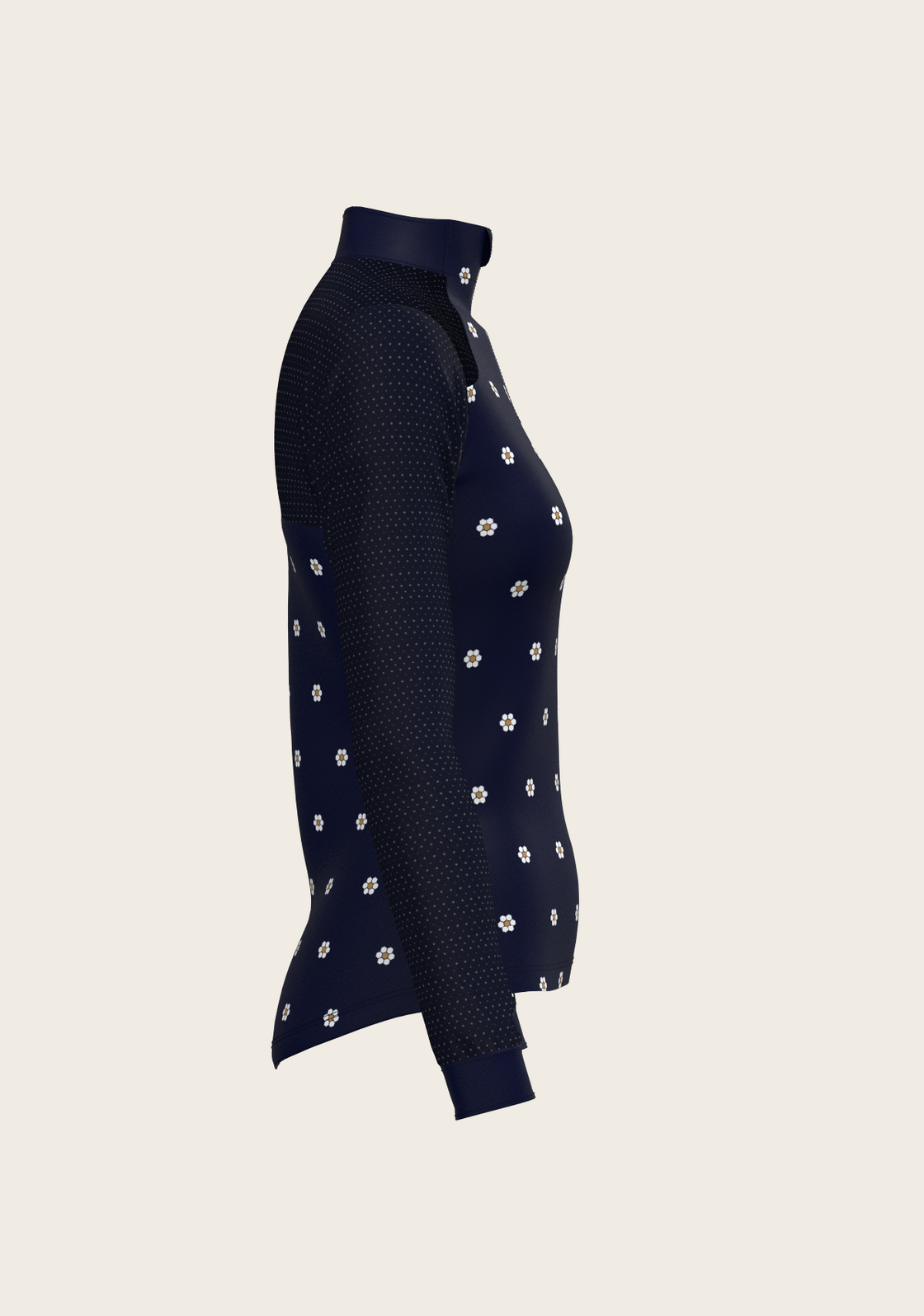 Mosaic Daises in Navy Long Sleeve Sport Sun Shirt