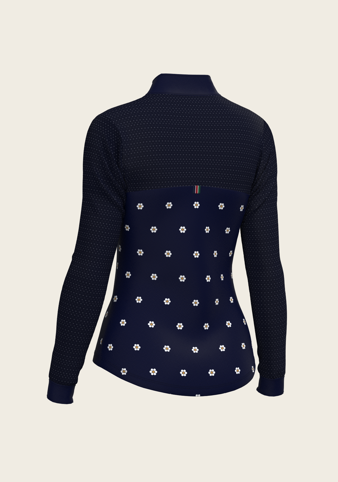 Mosaic Daises in Navy Long Sleeve Sport Sun Shirt