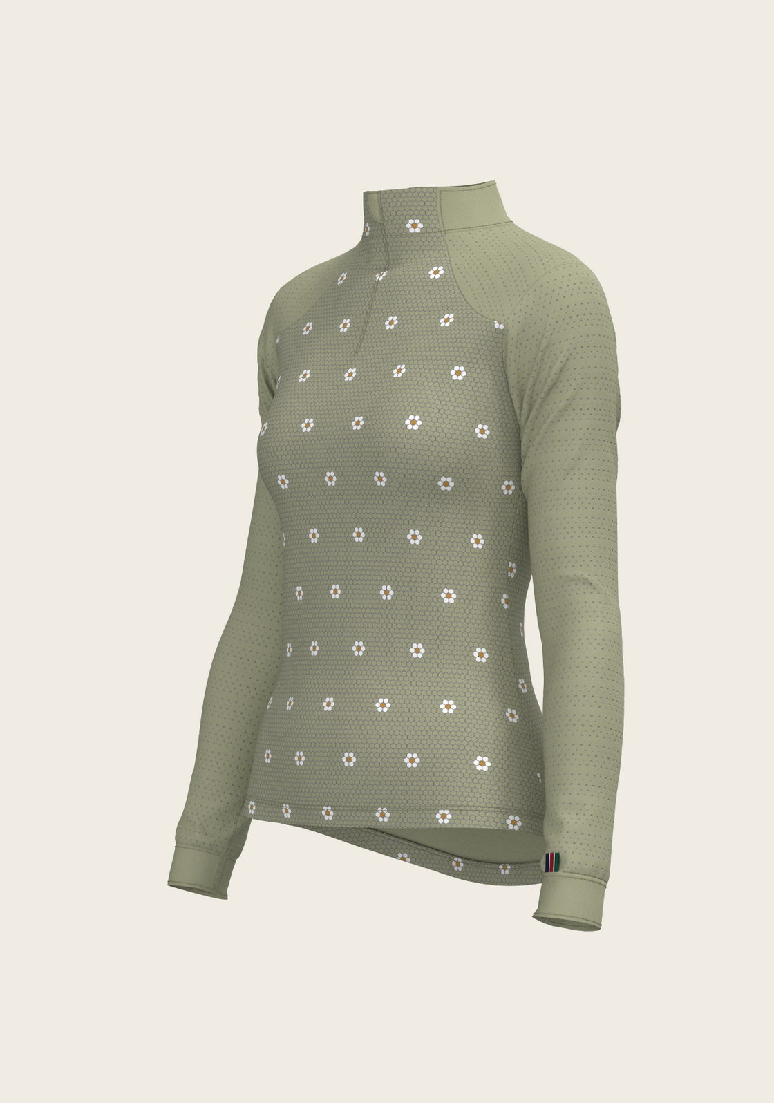 Mosaic Daises in Olive Long Sleeve Sport Sun Shirt