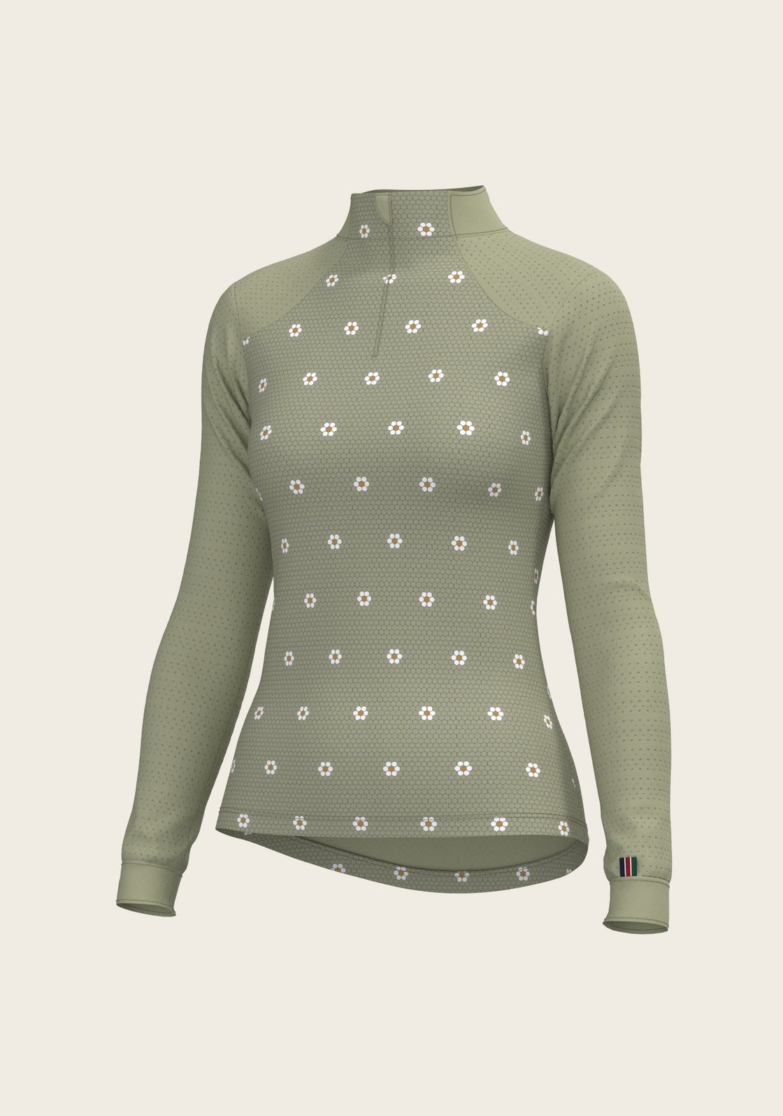 Mosaic Daises in Olive Long Sleeve Sport Sun Shirt