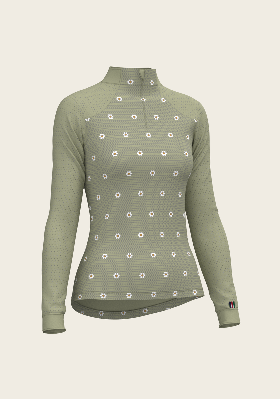 Mosaic Daises in Olive Long Sleeve Sport Sun Shirt