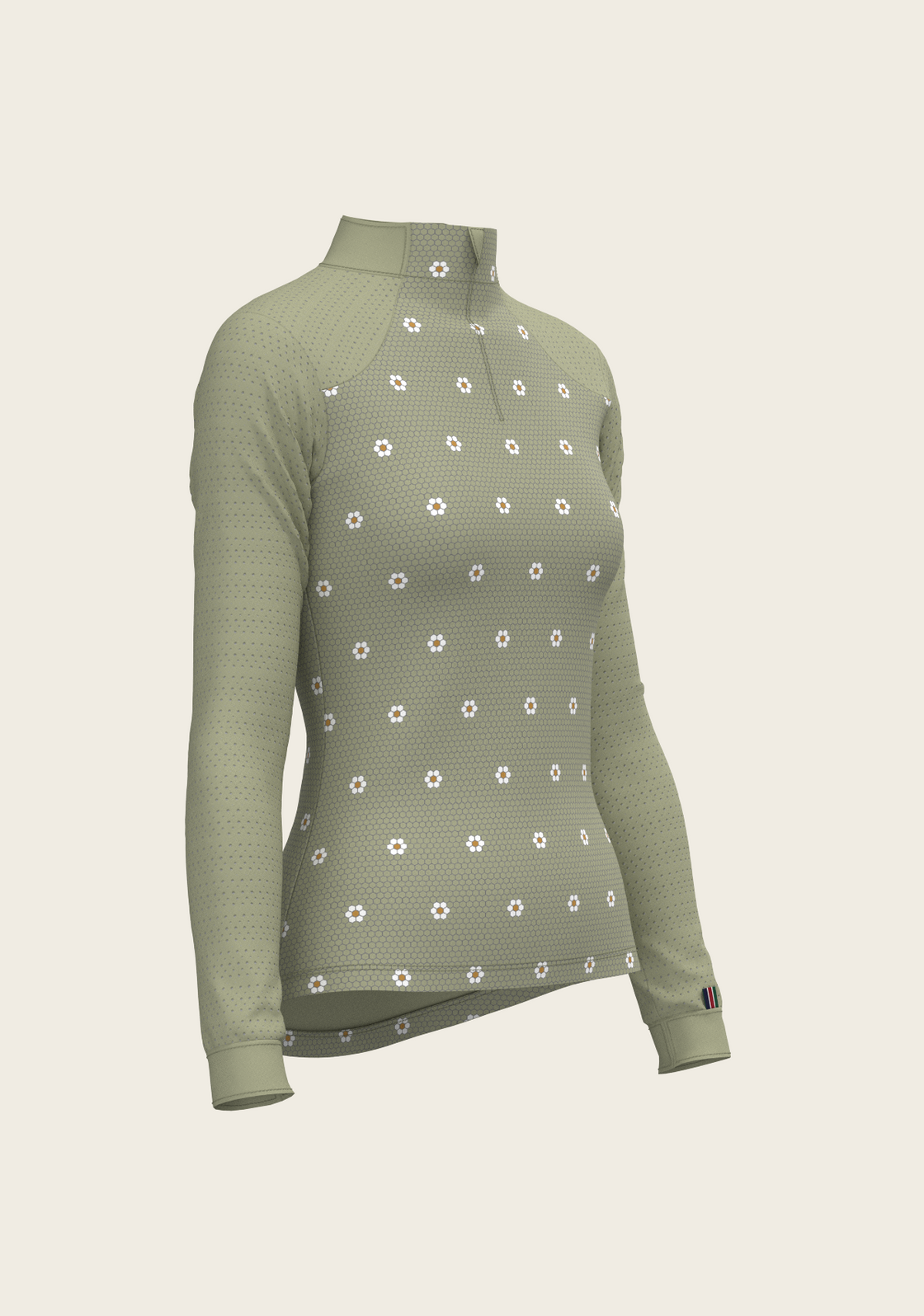 Mosaic Daises in Olive Long Sleeve Sport Sun Shirt