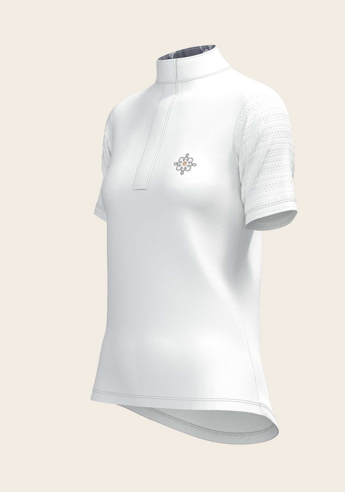 PRE ORDER • White with Navy Stripes Inner Details Short Sleeve Show Shirt
