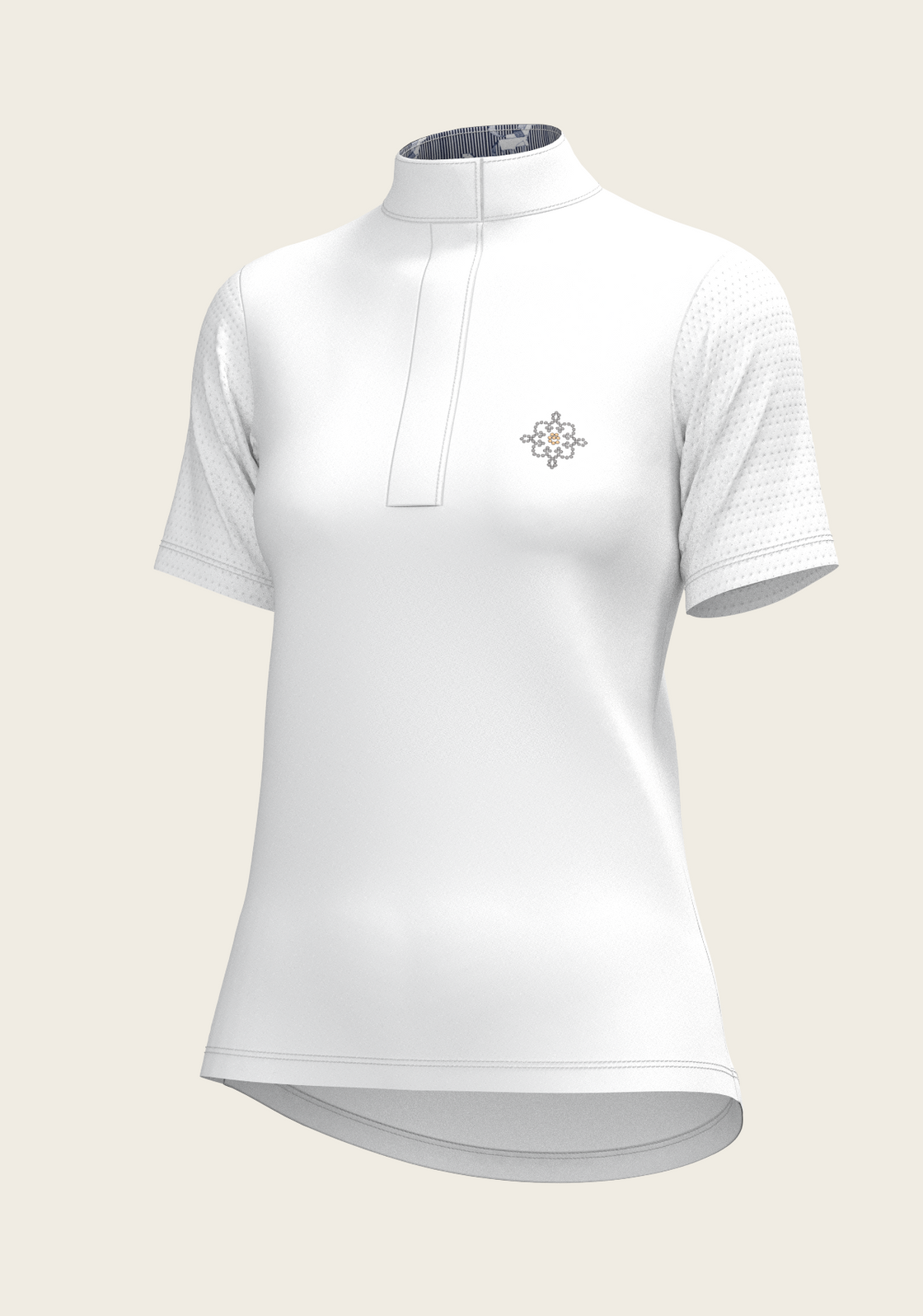 PRE ORDER • White with Navy Stripes Inner Details Short Sleeve Show Shirt