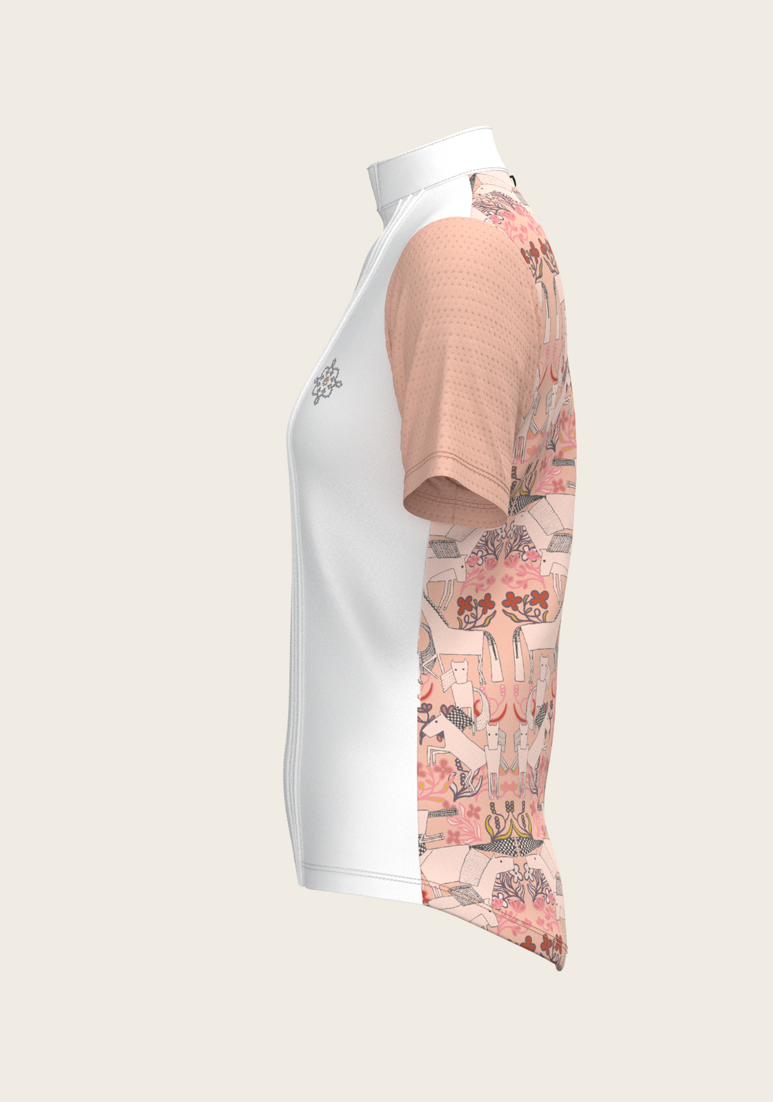  Maze on Peach Long Pleated Short Sleeve Show Shirt