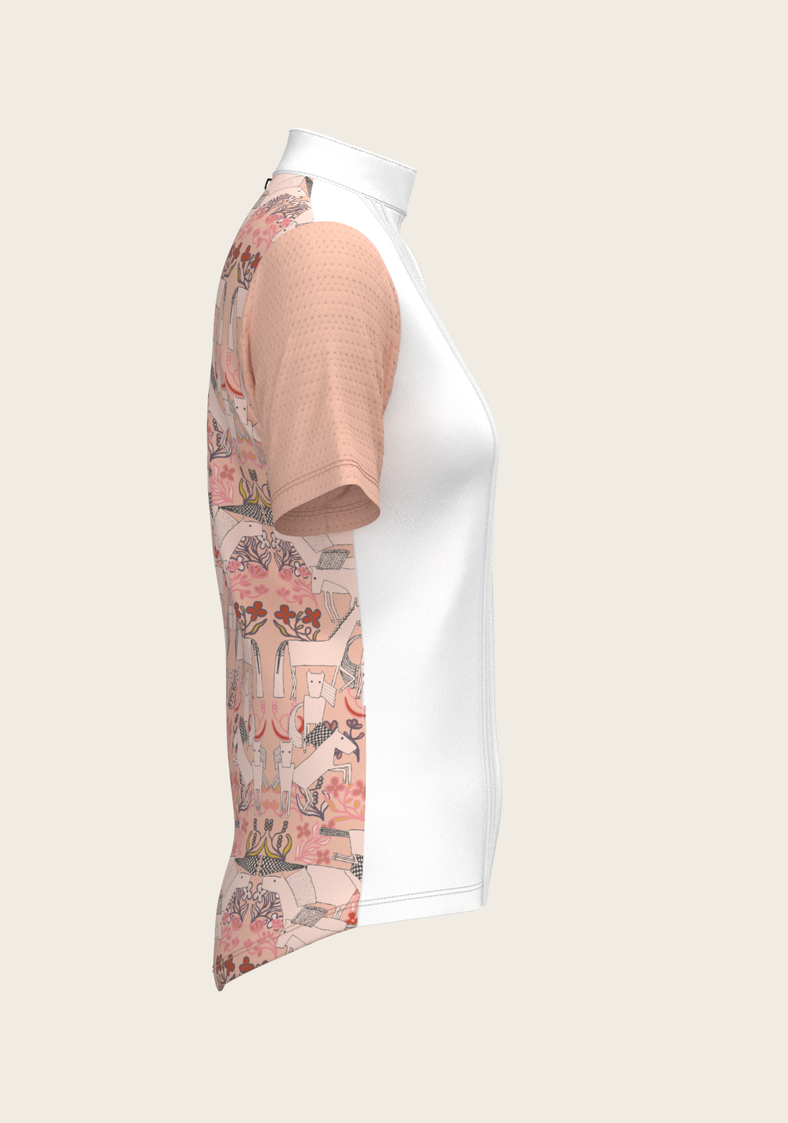  Maze on Peach Long Pleated Short Sleeve Show Shirt