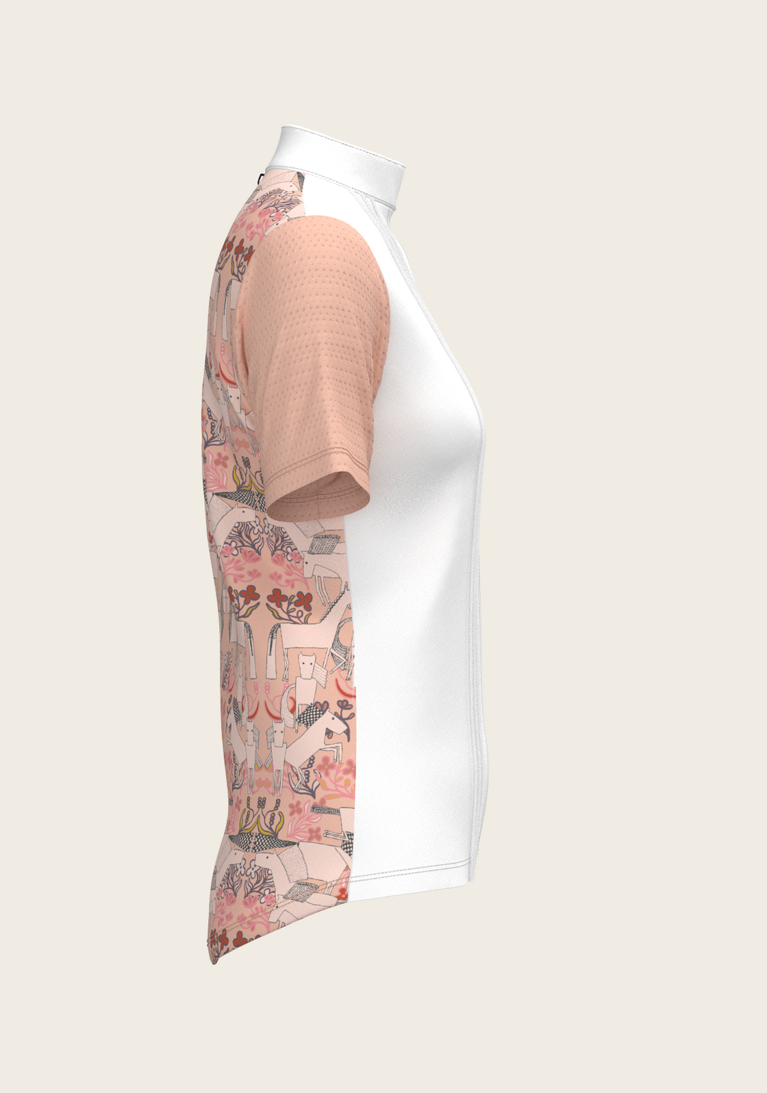 PRE ORDER • Maze on Peach Long Pleated Short Sleeve Show Shirt