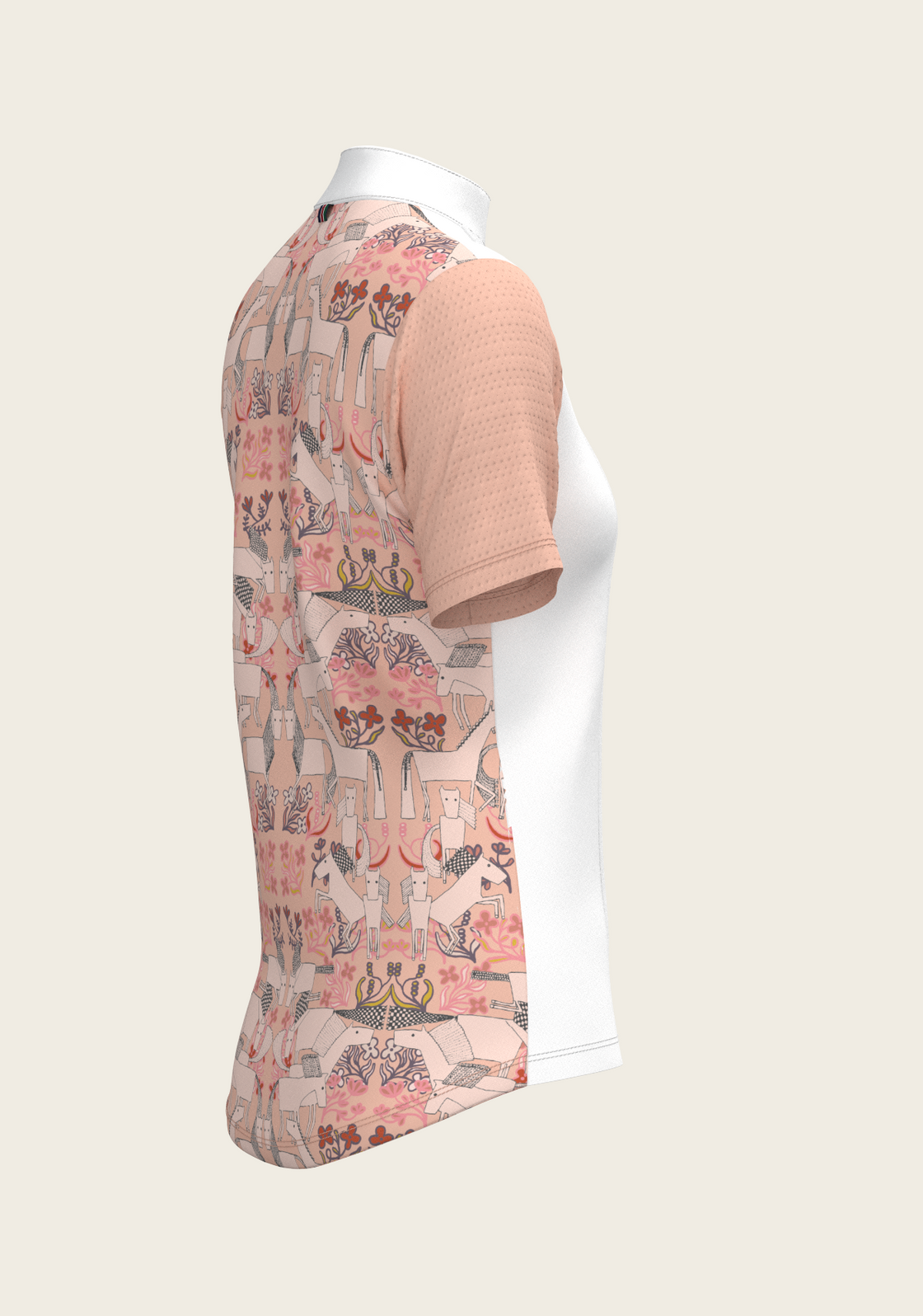 PRE ORDER • Maze on Peach Long Pleated Short Sleeve Show Shirt