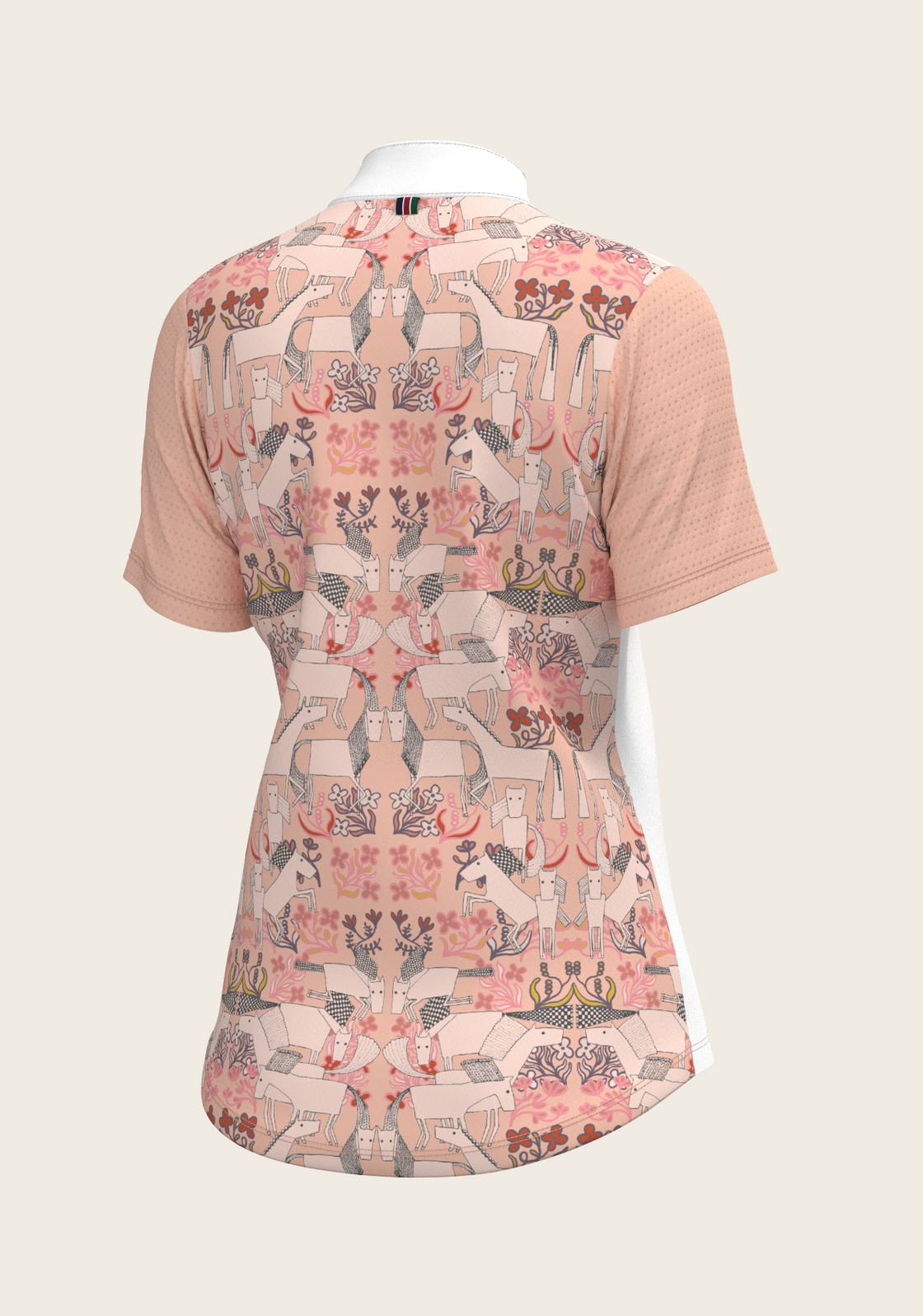  Maze on Peach Long Pleated Short Sleeve Show Shirt