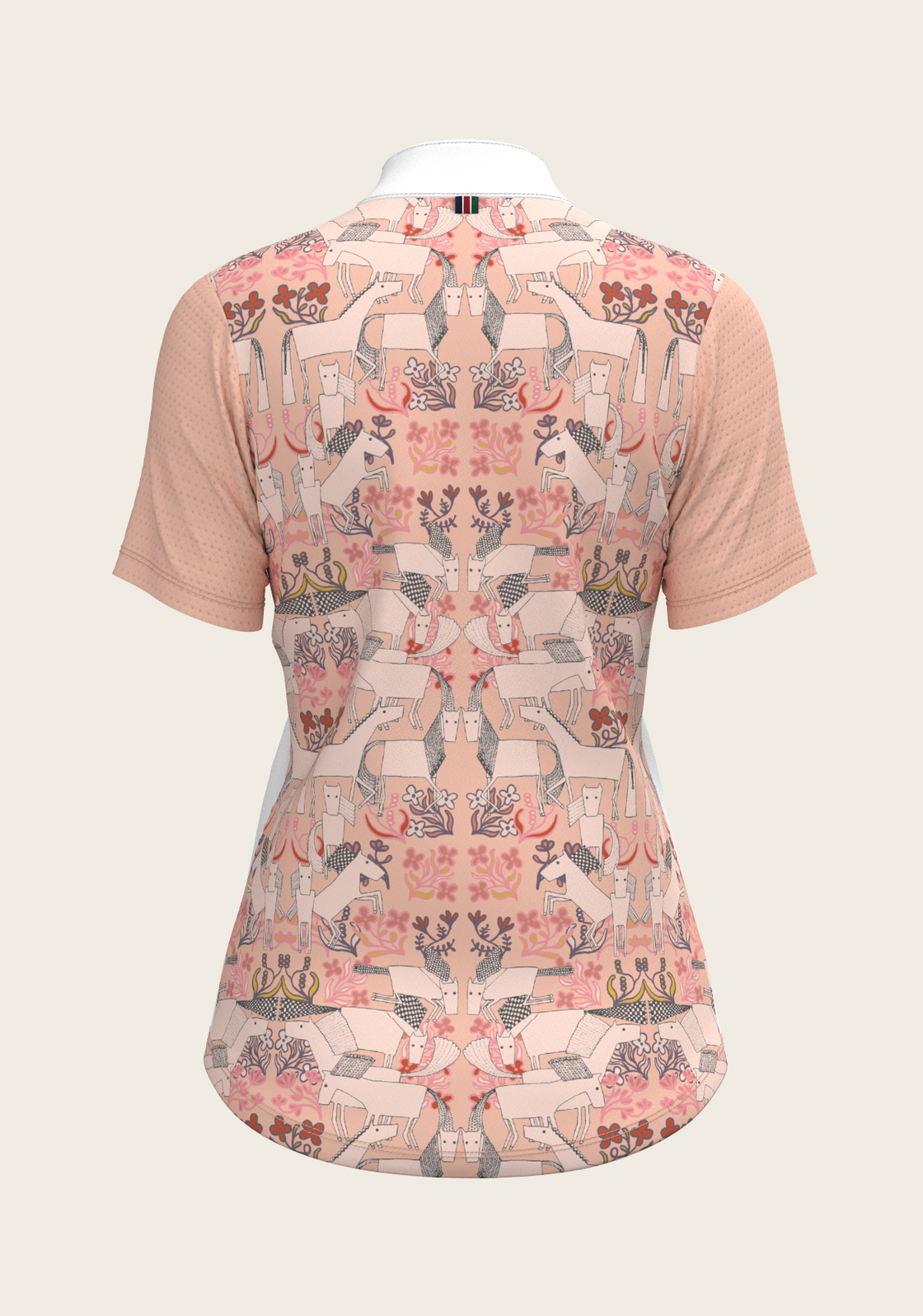  Maze on Peach Long Pleated Short Sleeve Show Shirt