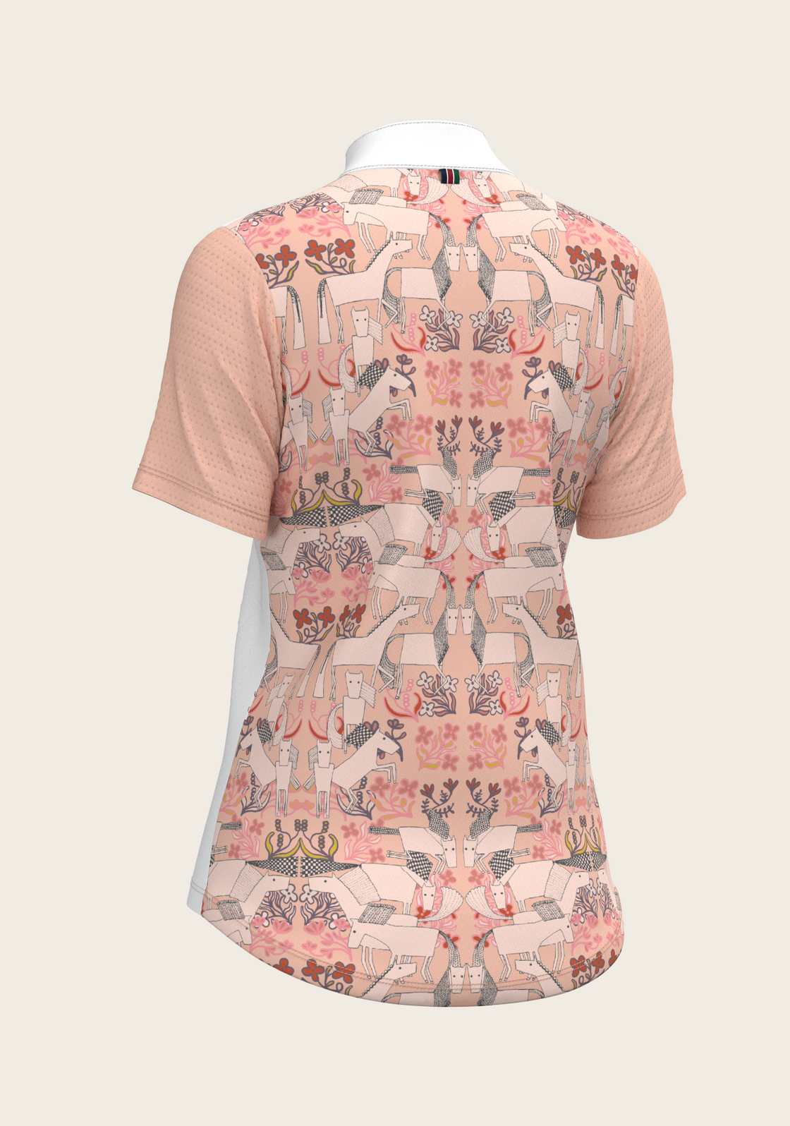  Maze on Peach Long Pleated Short Sleeve Show Shirt