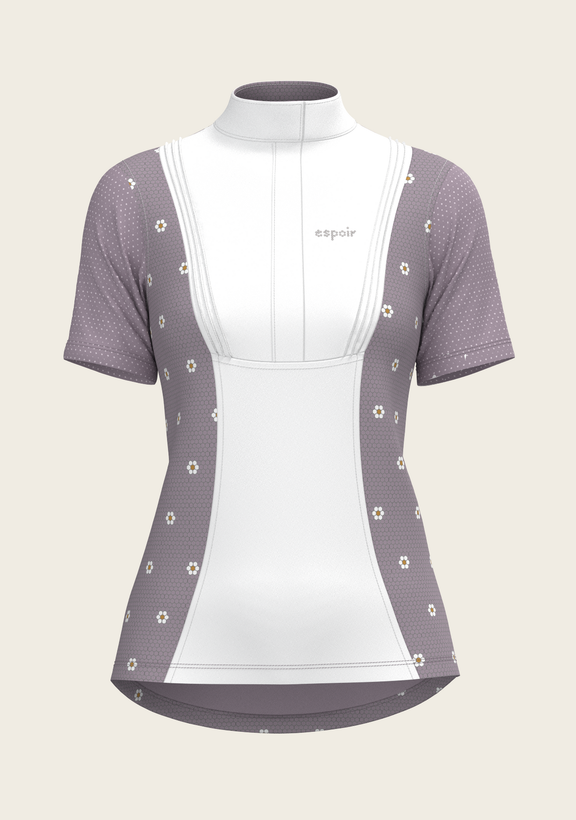 Mosaic Daises in Lavender Short Pleated Short Sleeve Show Shirt