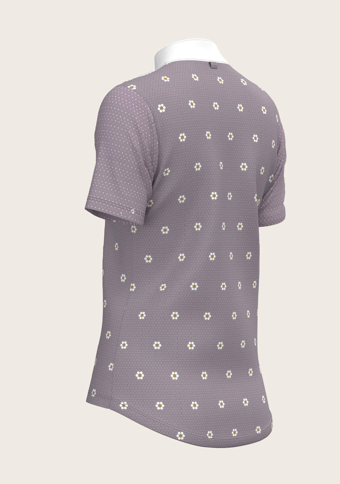 Mosaic Daises in Lavender Short Pleated Short Sleeve Show Shirt