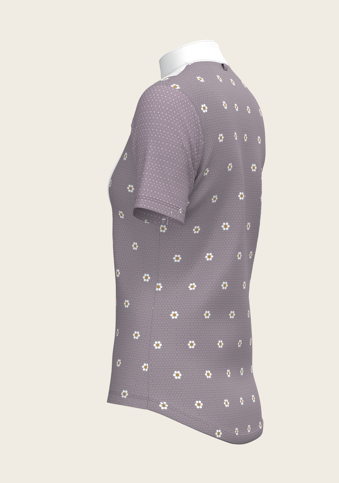 Mosaic Daises in Lavender Short Pleated Short Sleeve Show Shirt