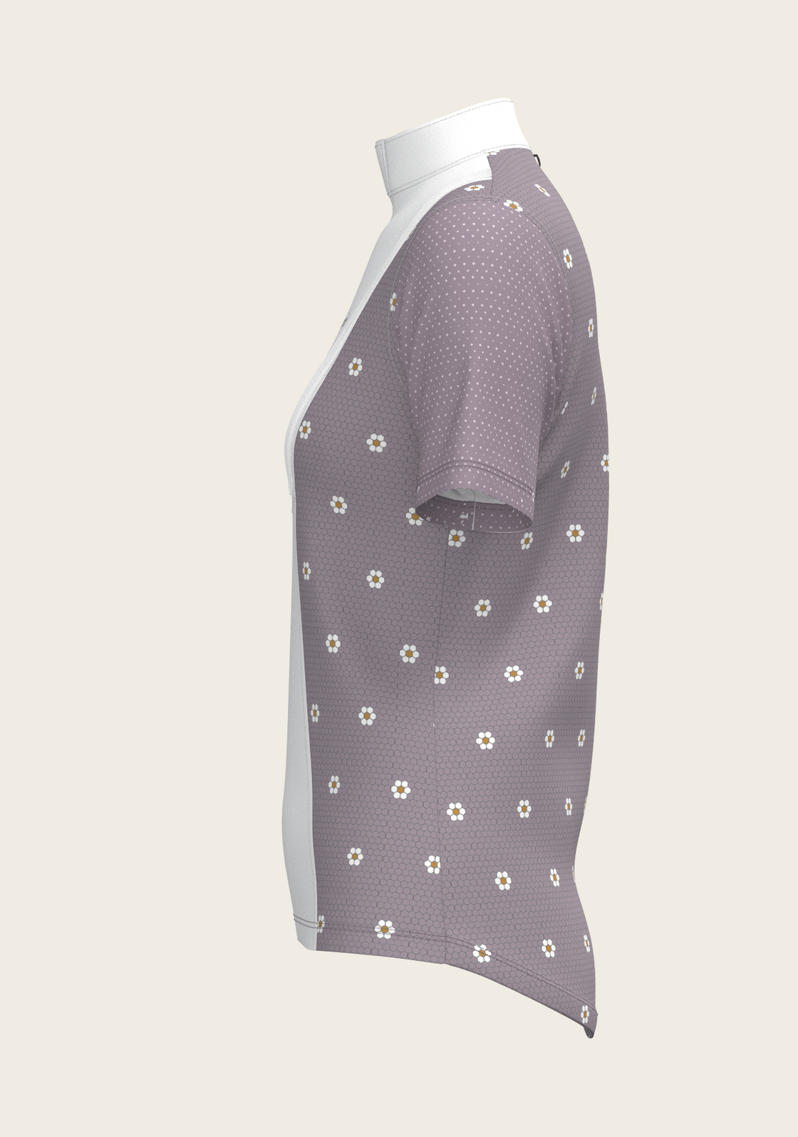 Mosaic Daises in Lavender Short Pleated Short Sleeve Show Shirt