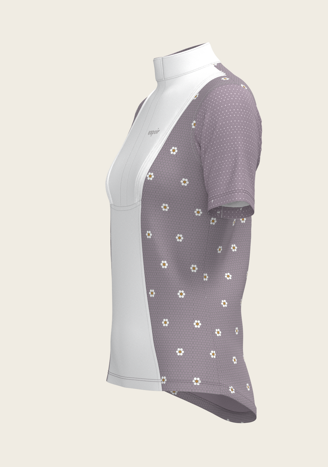 Mosaic Daises in Lavender Short Pleated Short Sleeve Show Shirt