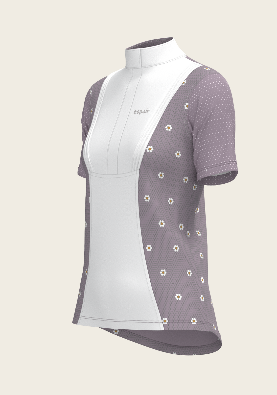 Mosaic Daises in Lavender Short Pleated Short Sleeve Show Shirt