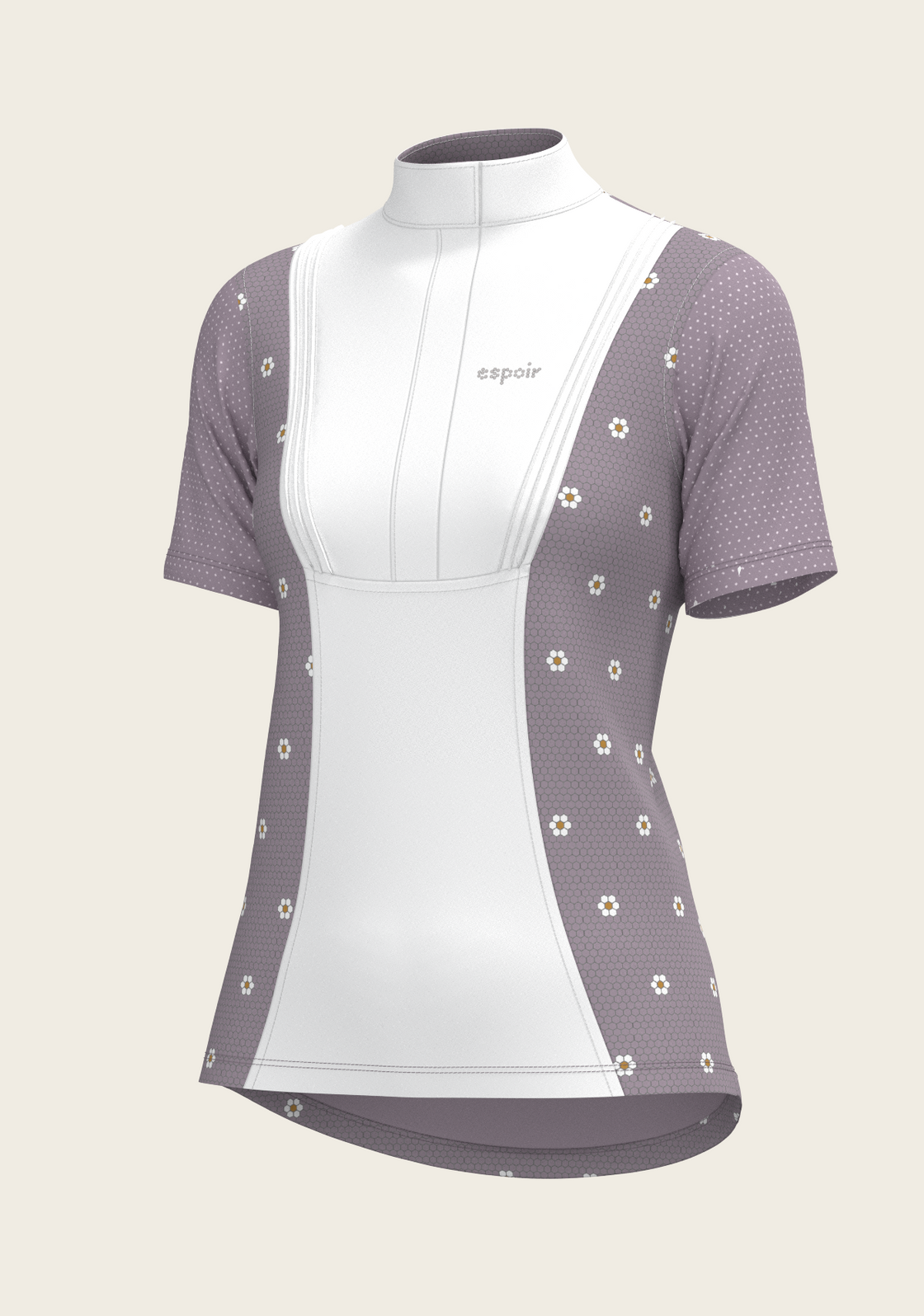 Mosaic Daises in Lavender Short Pleated Short Sleeve Show Shirt