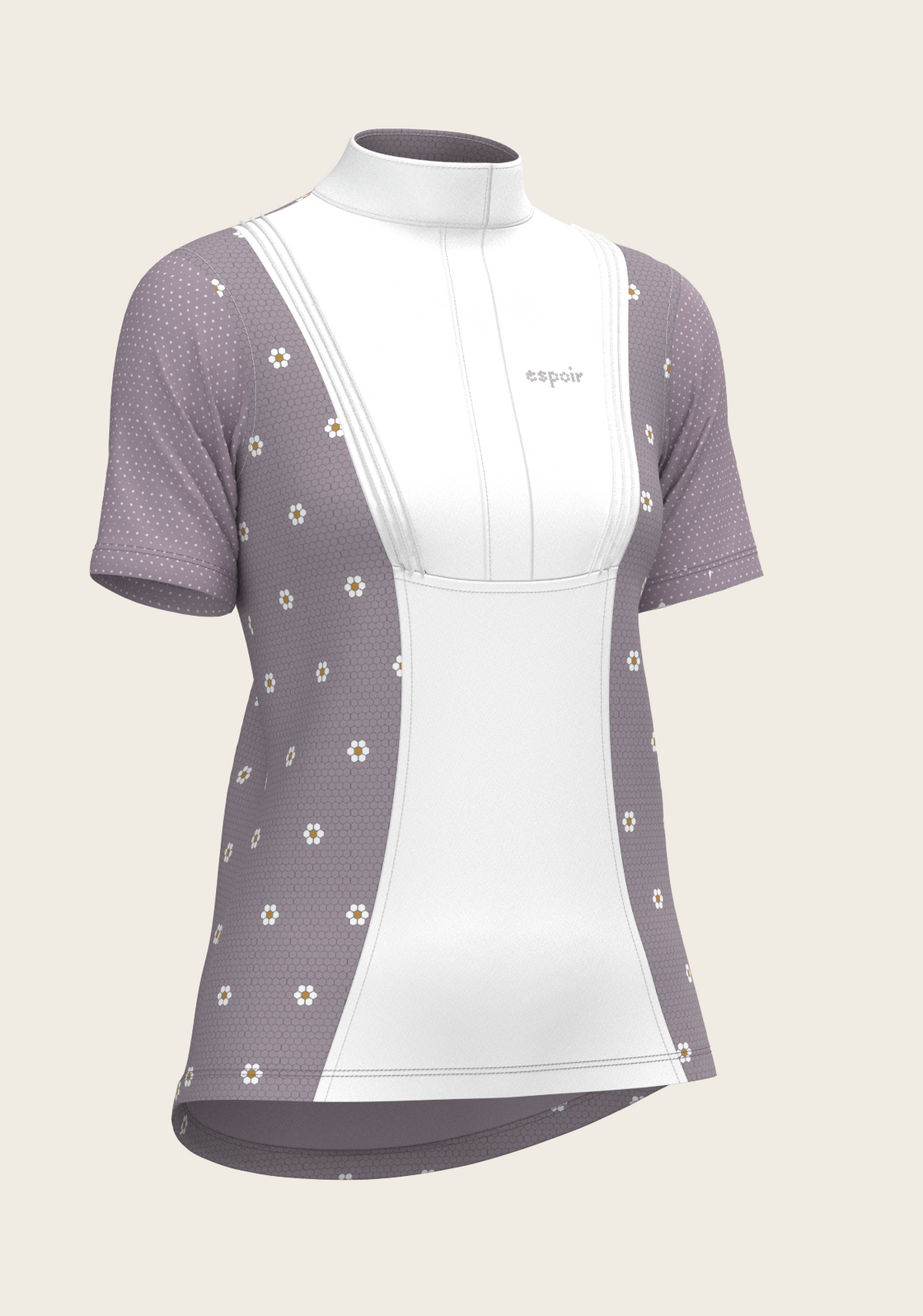 Mosaic Daises in Lavender Short Pleated Short Sleeve Show Shirt