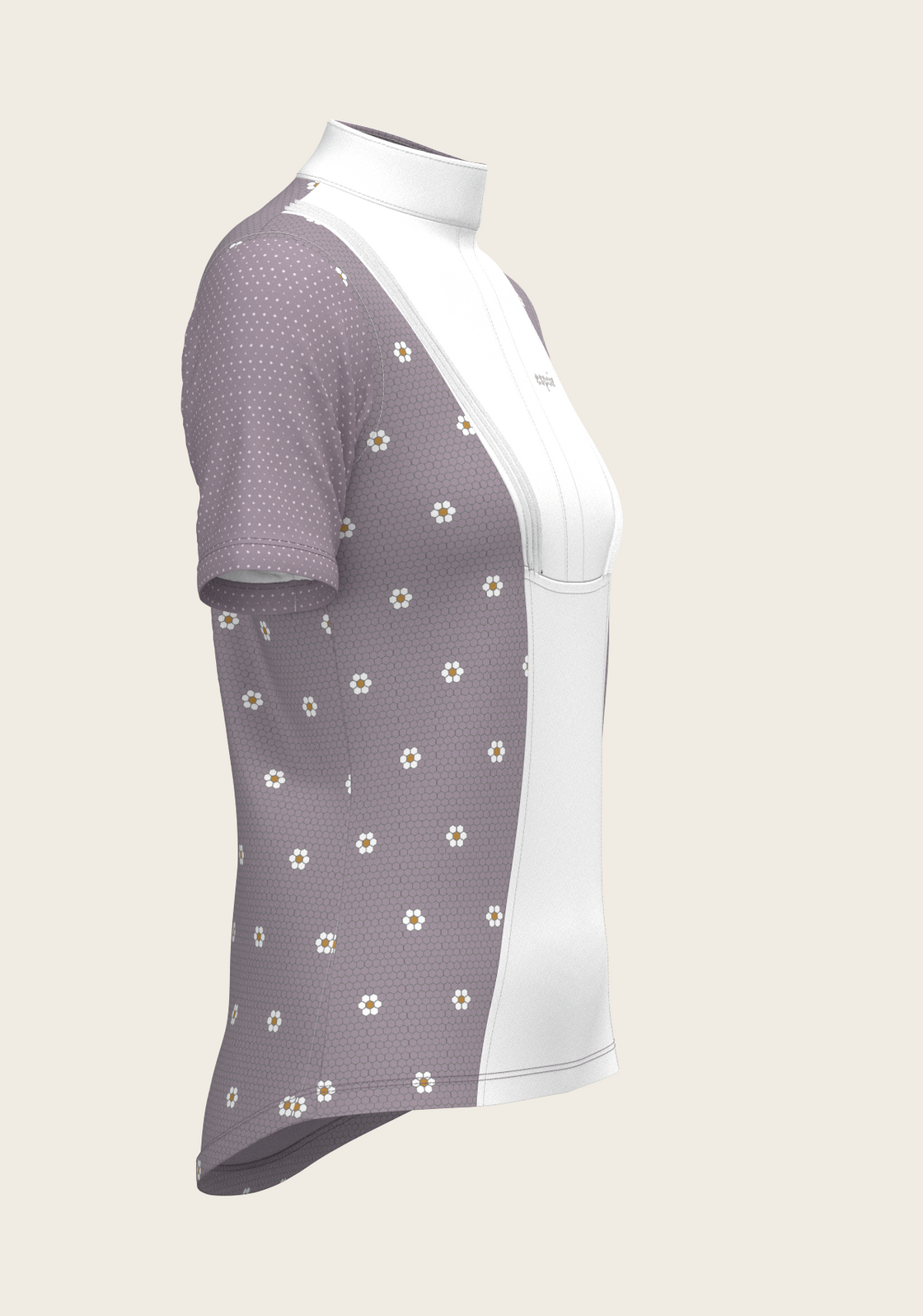 Mosaic Daises in Lavender Short Pleated Short Sleeve Show Shirt