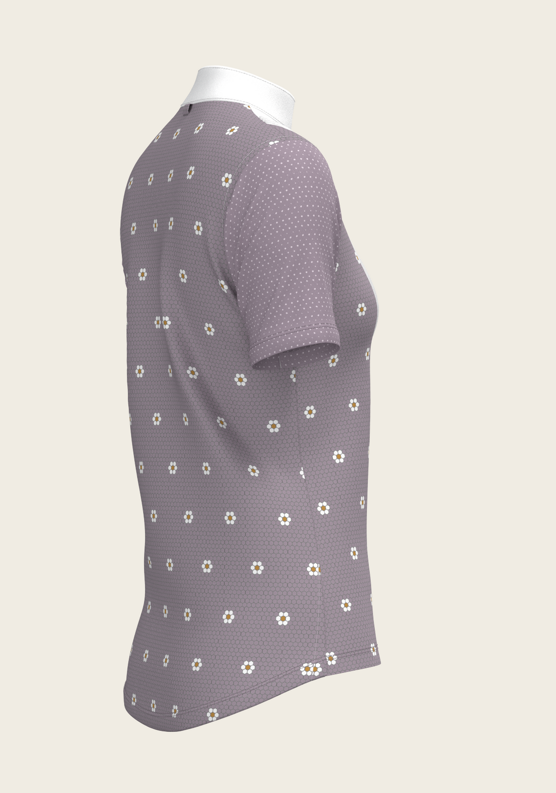 Mosaic Daises in Lavender Short Pleated Short Sleeve Show Shirt