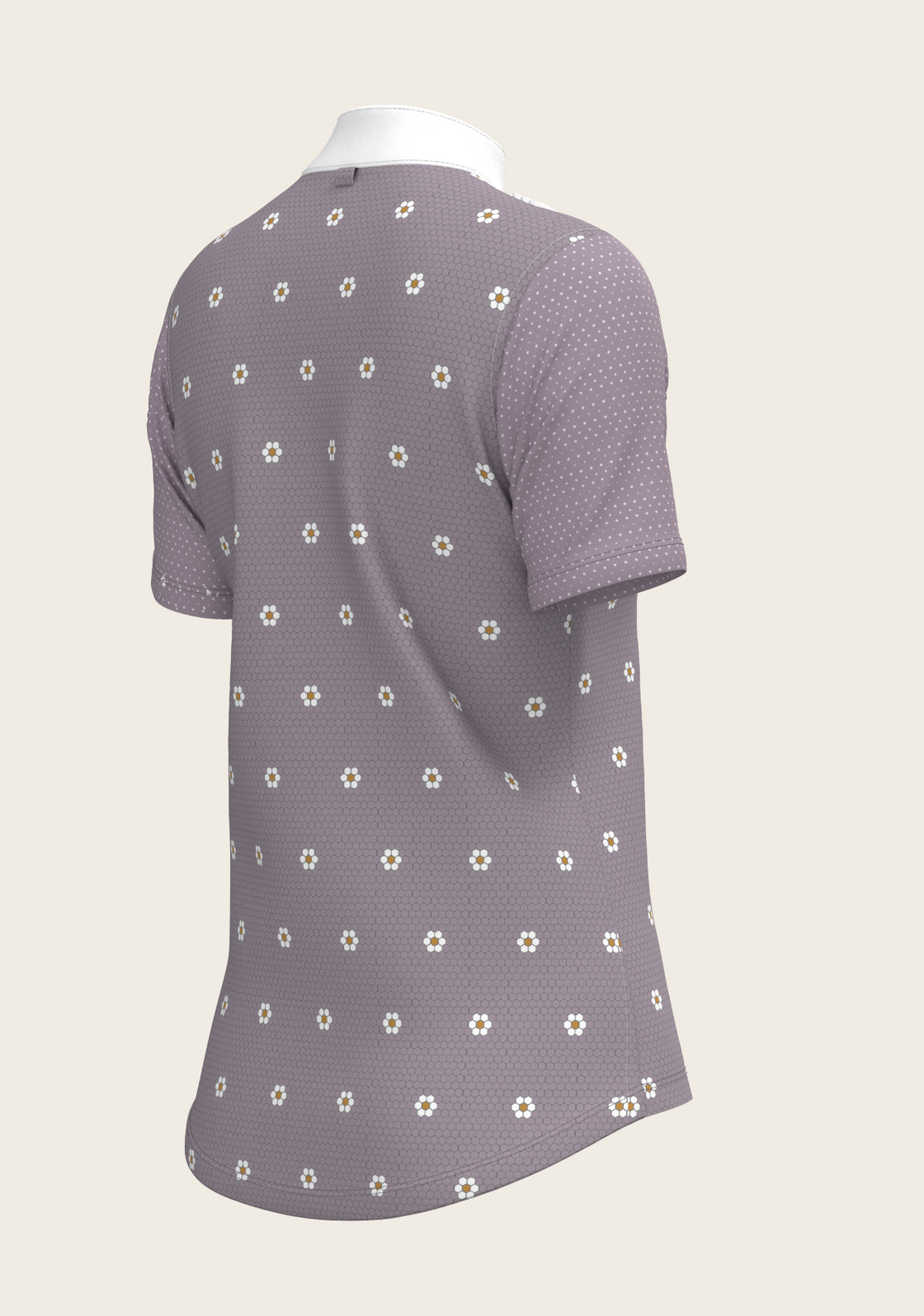 Mosaic Daises in Lavender Short Pleated Short Sleeve Show Shirt