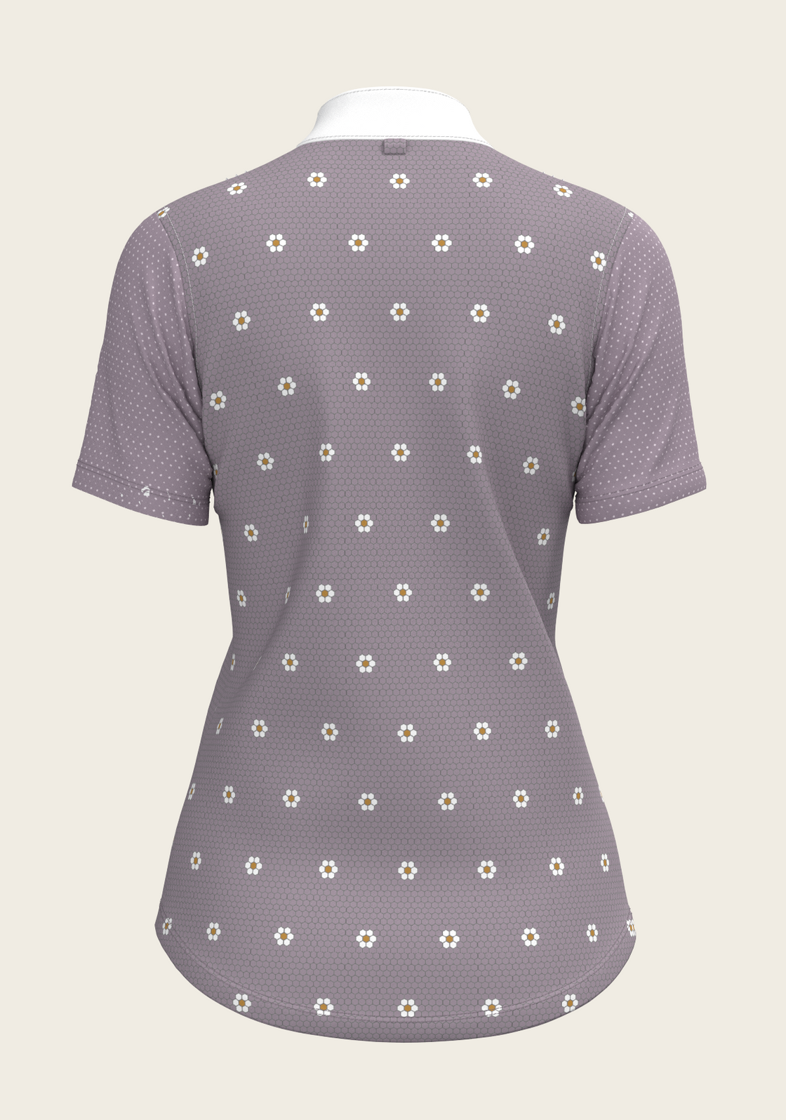 Mosaic Daises in Lavender Short Pleated Short Sleeve Show Shirt